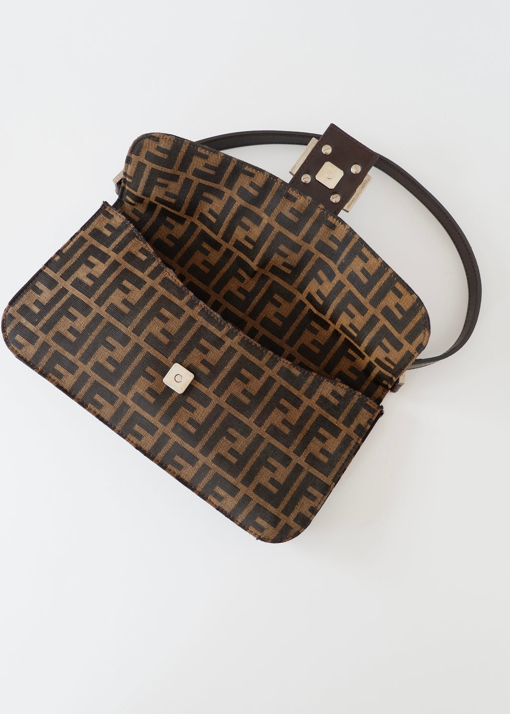 Authentic Preowned Vintage Fendi Brown Zucca Shoulder Bag