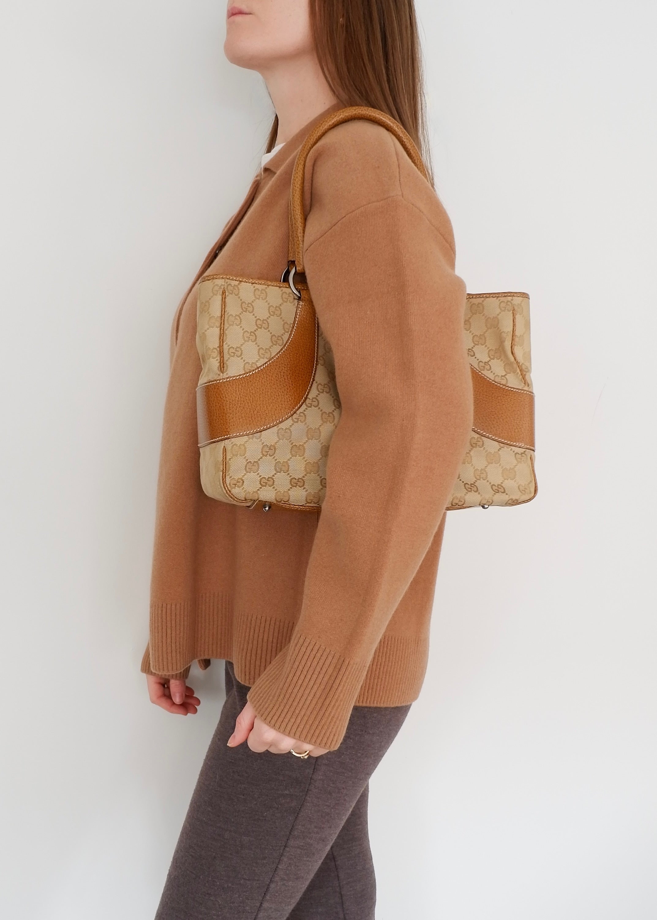 Authentic Preowned Gucci Caramel Brown GG Canvas Shoulder Bag