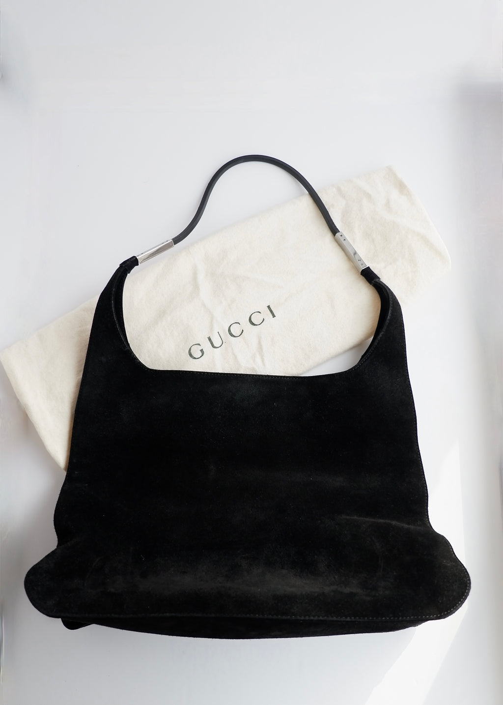 Authentic Preowned Gucci Black Suede Hobo Shoulder Bag