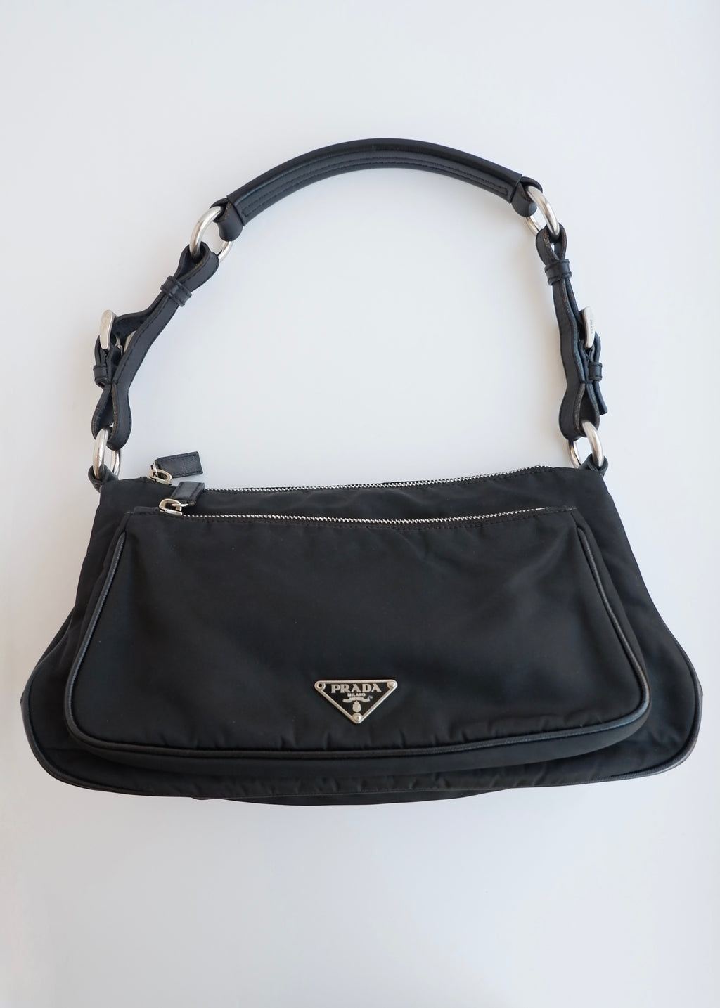 Authentic Preowned Prada Black Nylon Hobo/ Leather Strap Shoulder