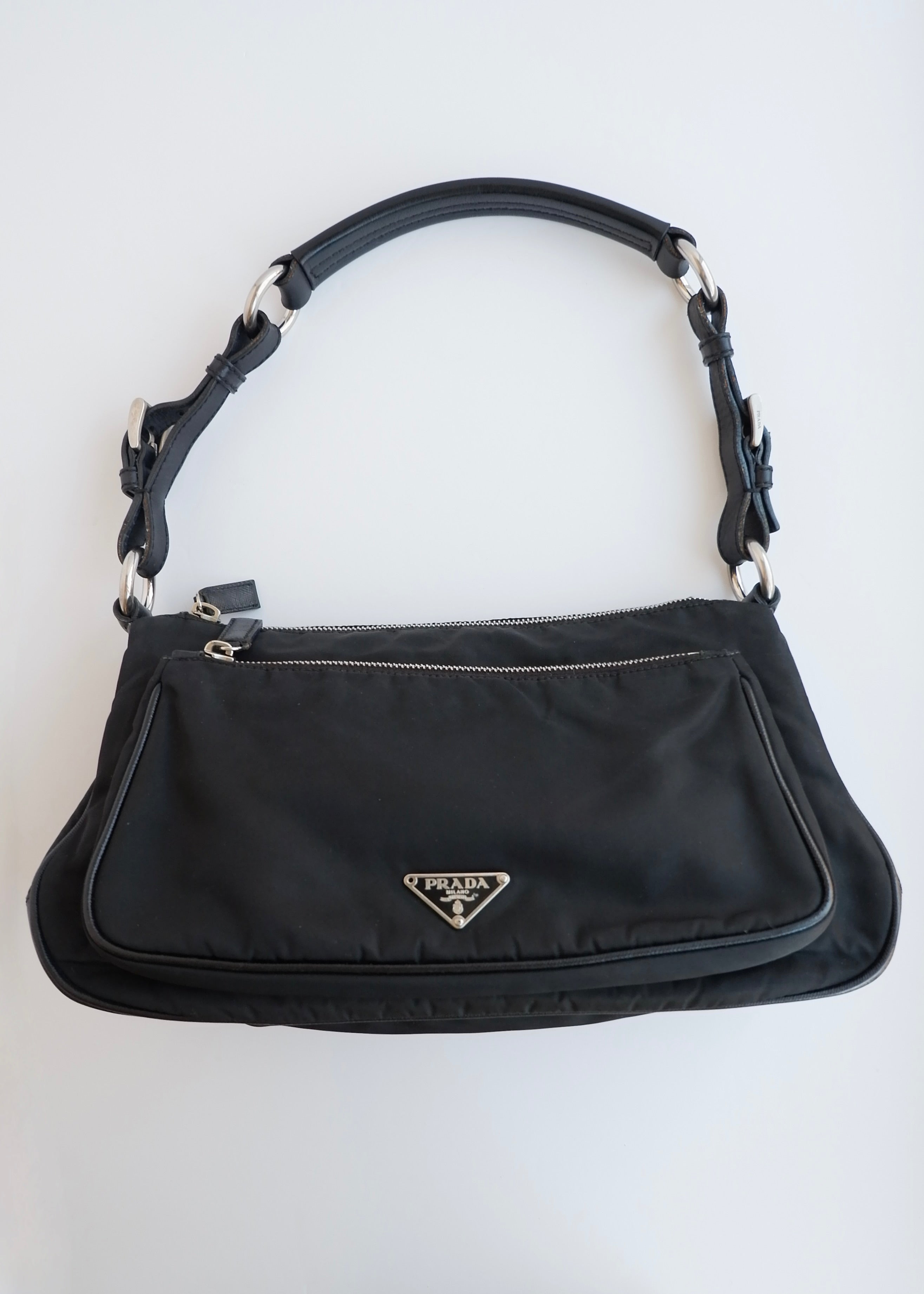 Authentic Preowned Prada Black Nylon Hobo/ Leather Strap Shoulder