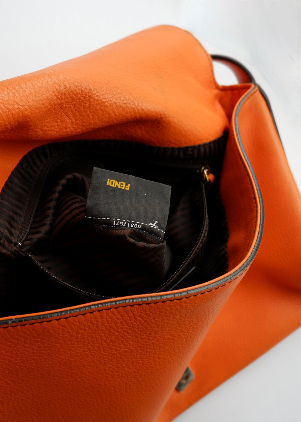 Authentic Preowned Fendi Orange Leather Mamma Baguette