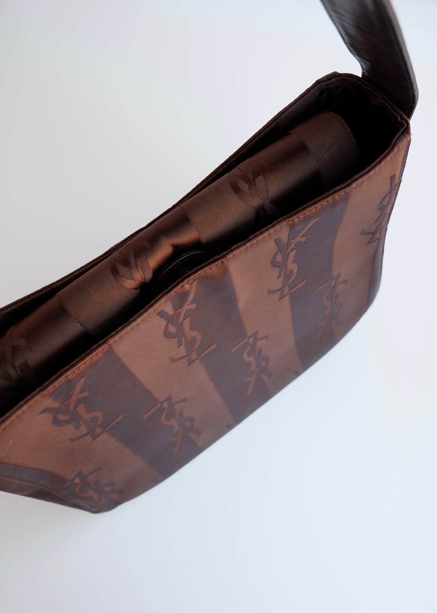 Authentic Preowned Vintage YSL Brown Nylon/ Leather Shoulder Bag
