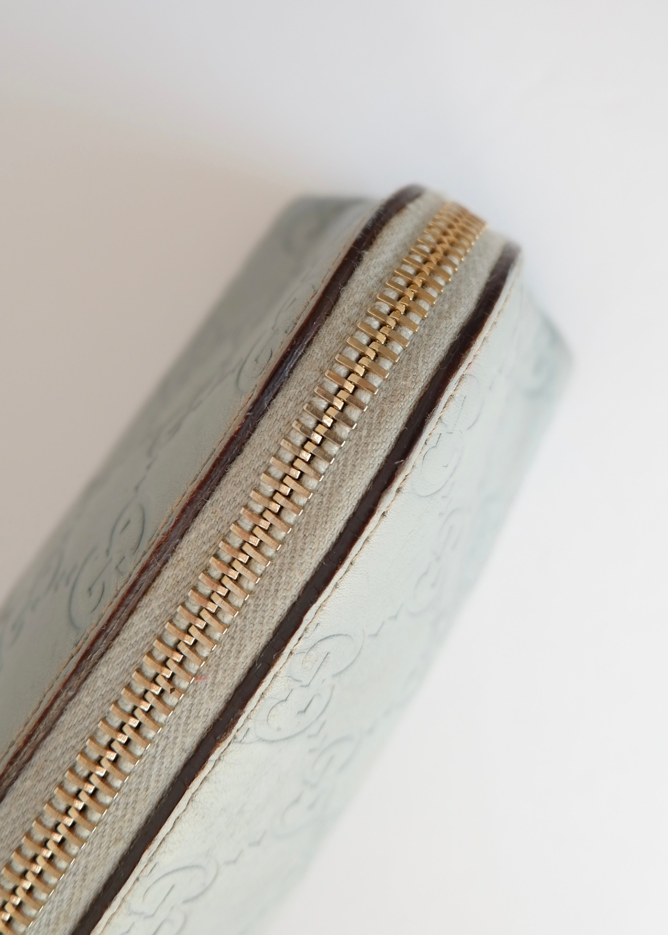 Preowned Gucci Blue Leather GG Pouch