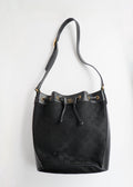 Preowned Gucci Black GG Canvas Drawstring Crossbody Bag