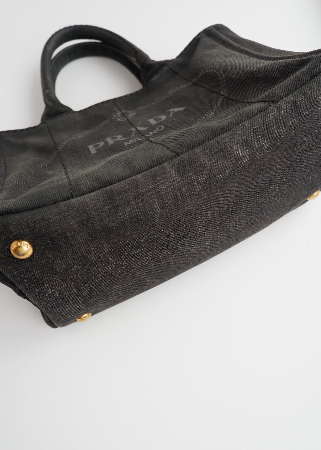 Authentic Preowned Prada Black Denim Canapa Tote w/ Strap