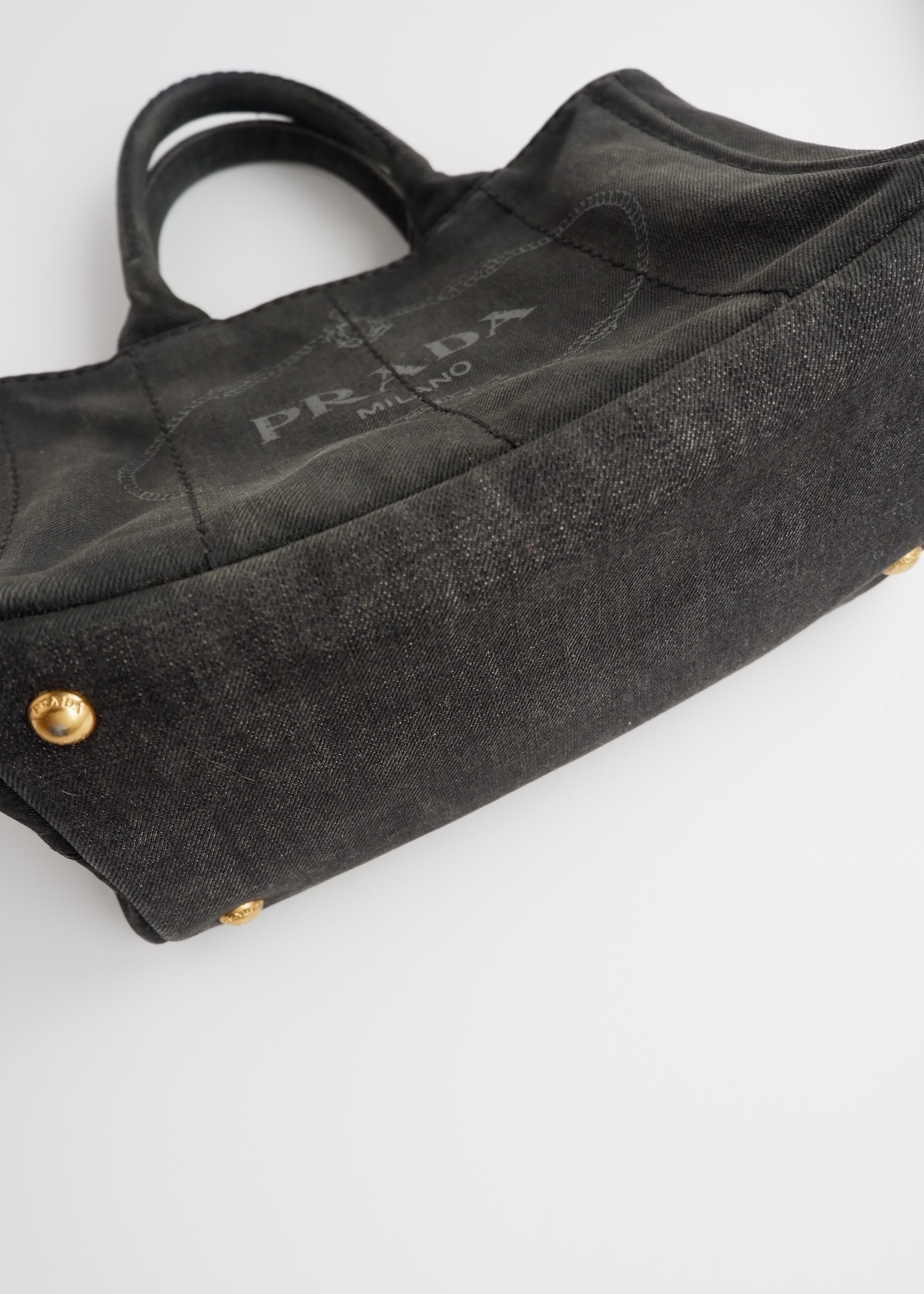 Authentic Preowned Prada Black Denim Canapa Tote w/ Strap