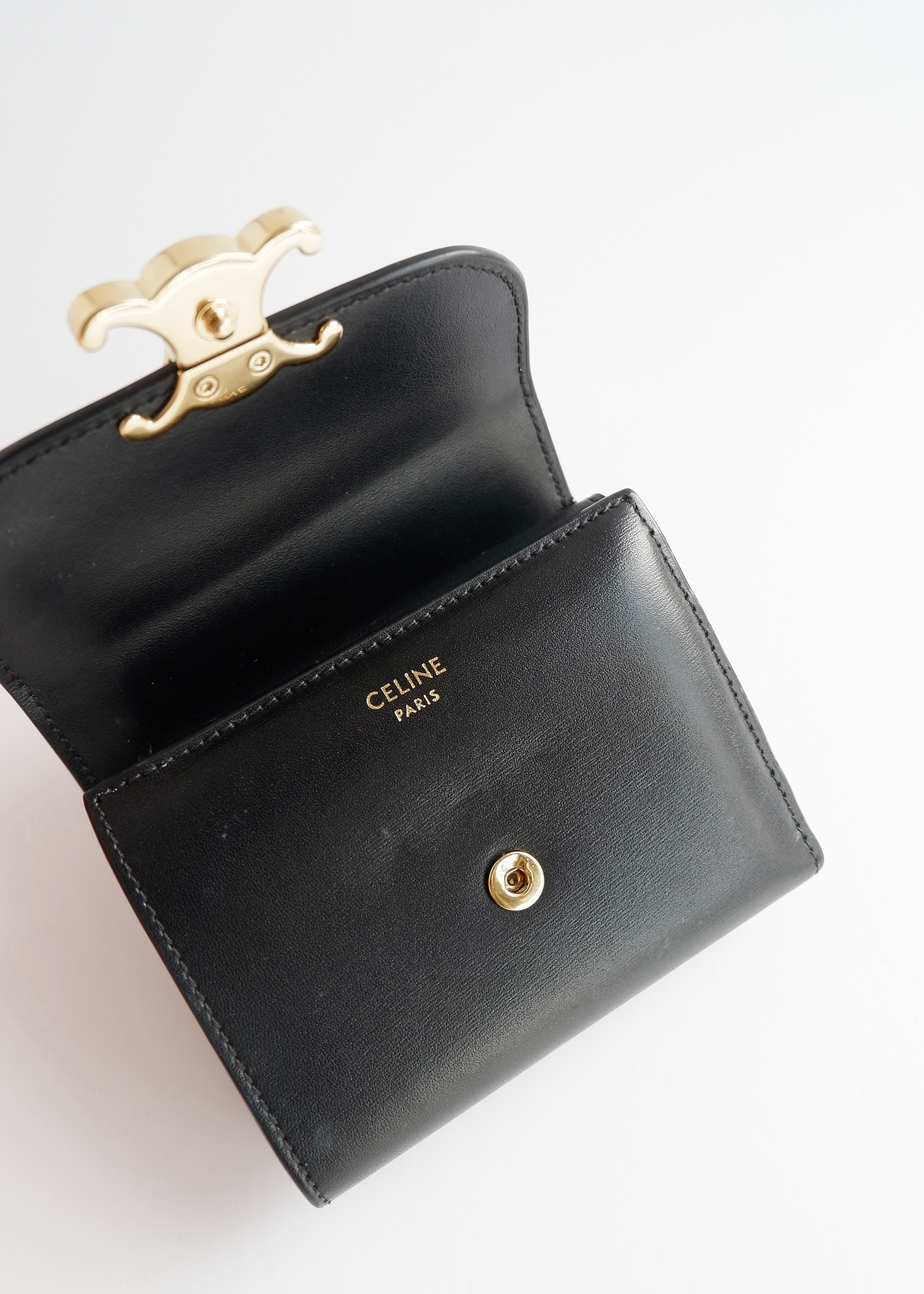 Portefeuille Celine Triomphe noir authentique d'occasion