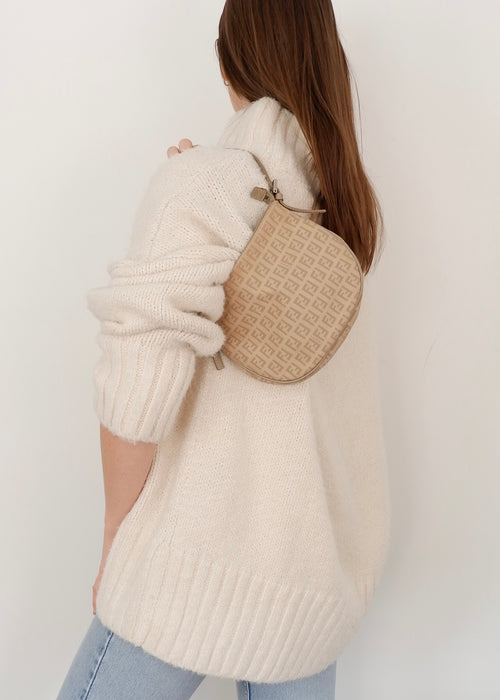 Sac bandoulière Fendi Zucchino petit beige clair authentique d'occasion
