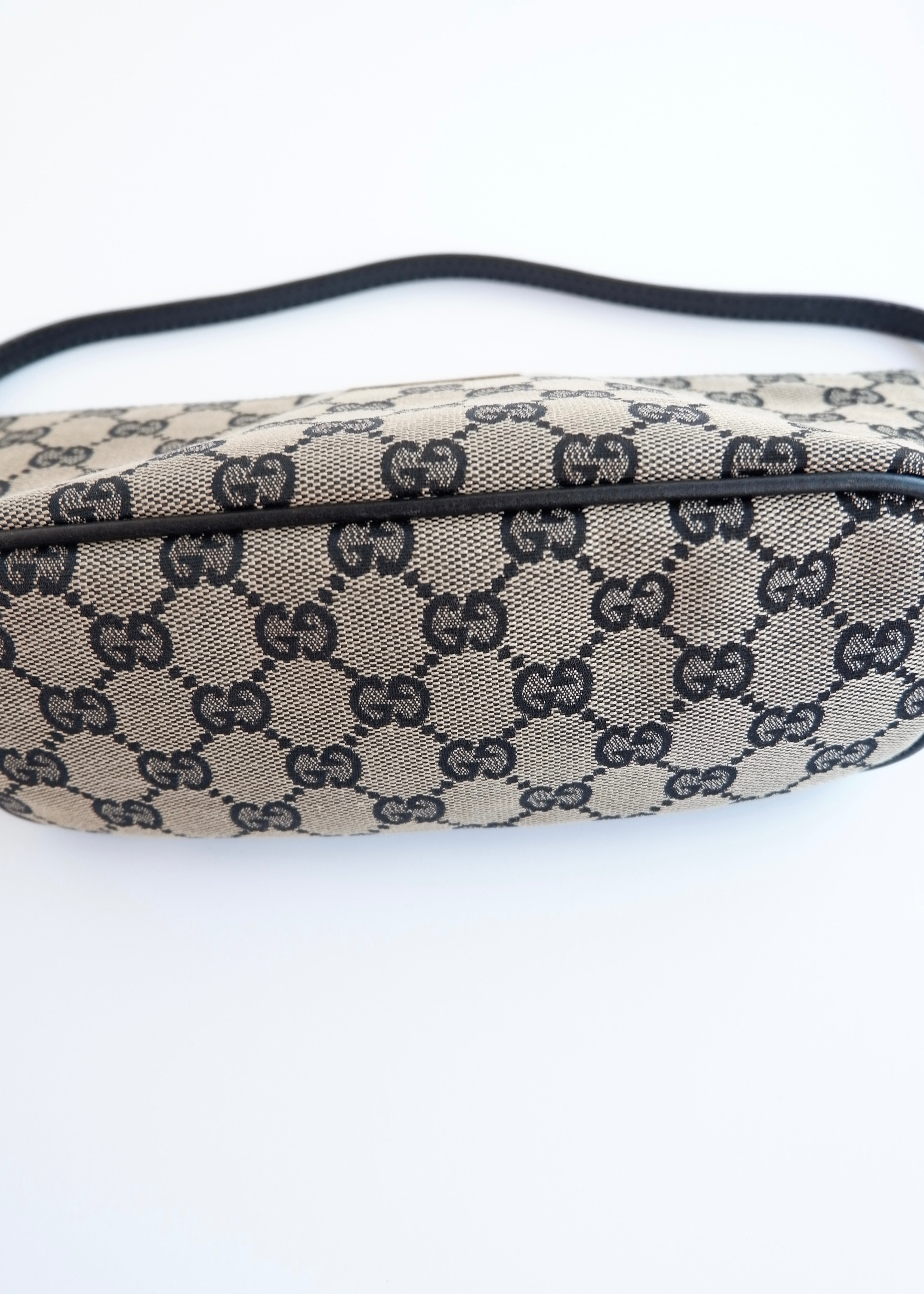 Authentic Preowned Gucci Black GG Canvas Boat Pochette Shoulder Bag