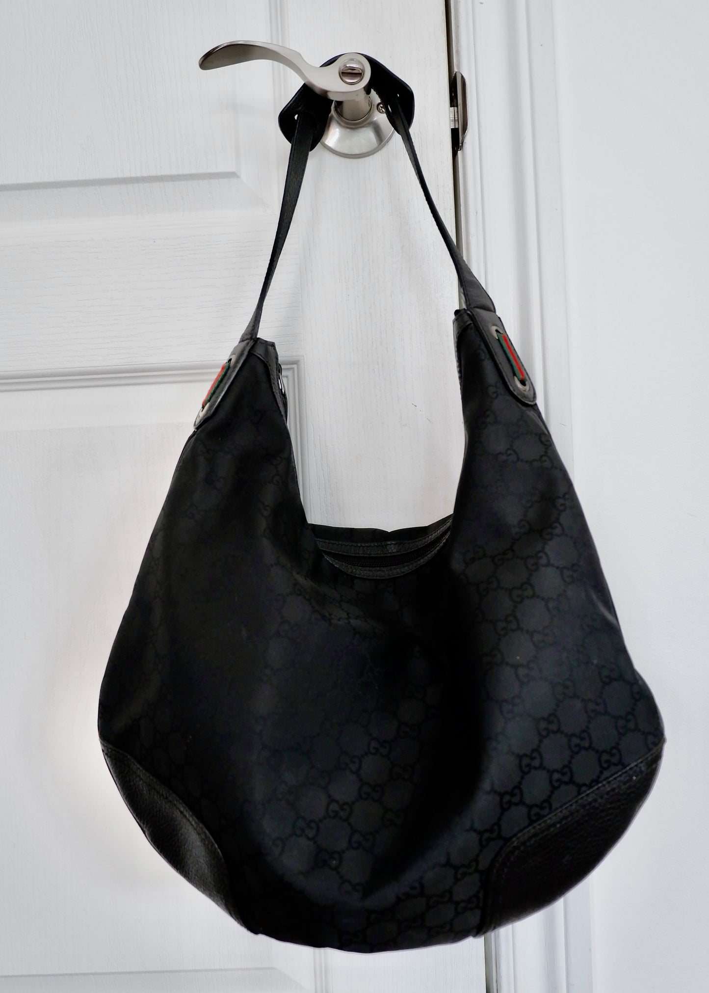 Authentic Preowned Gucci Nylon/Leather Hobo Shoulder Bag