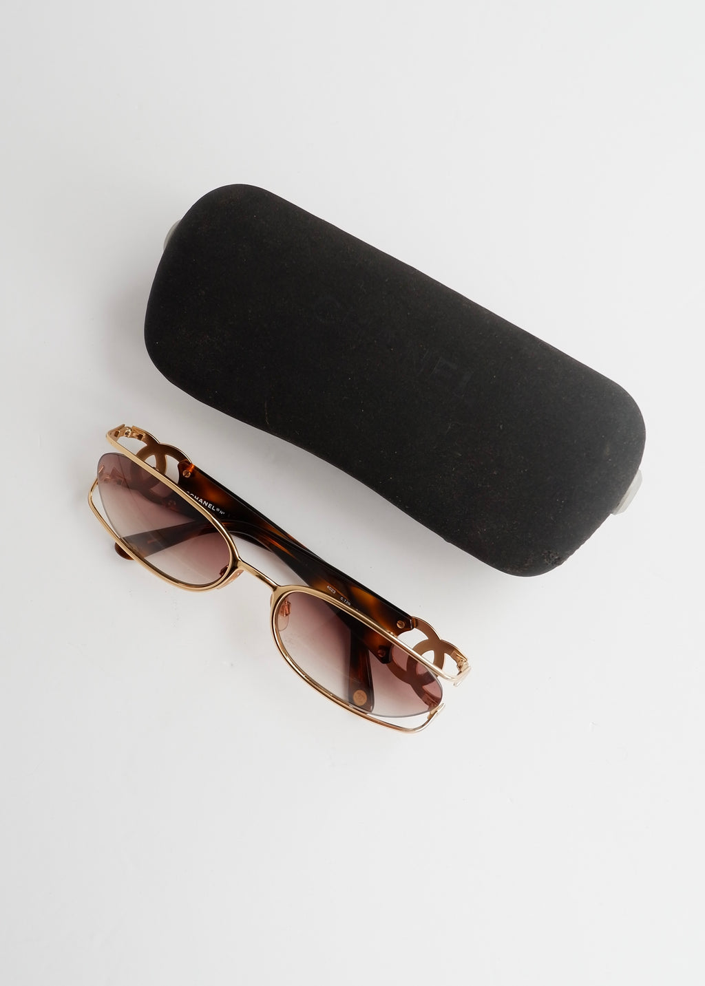Authentic Preowned Vintage Chanel Brown Tortoise Aviator Style Sunglasses
