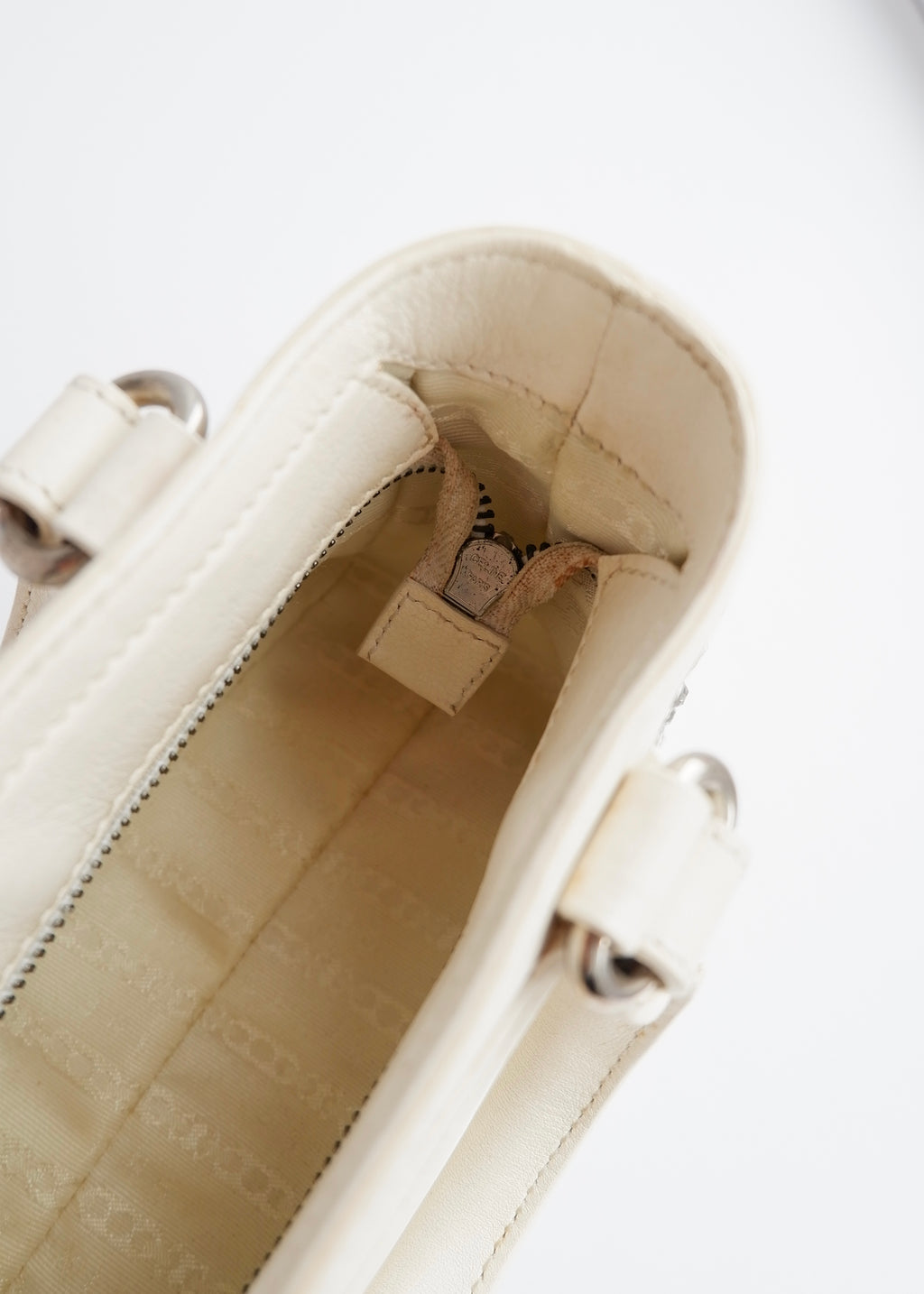Authentic Preowned Celine White Leather/ Gem Stone Mini Boogie Bag