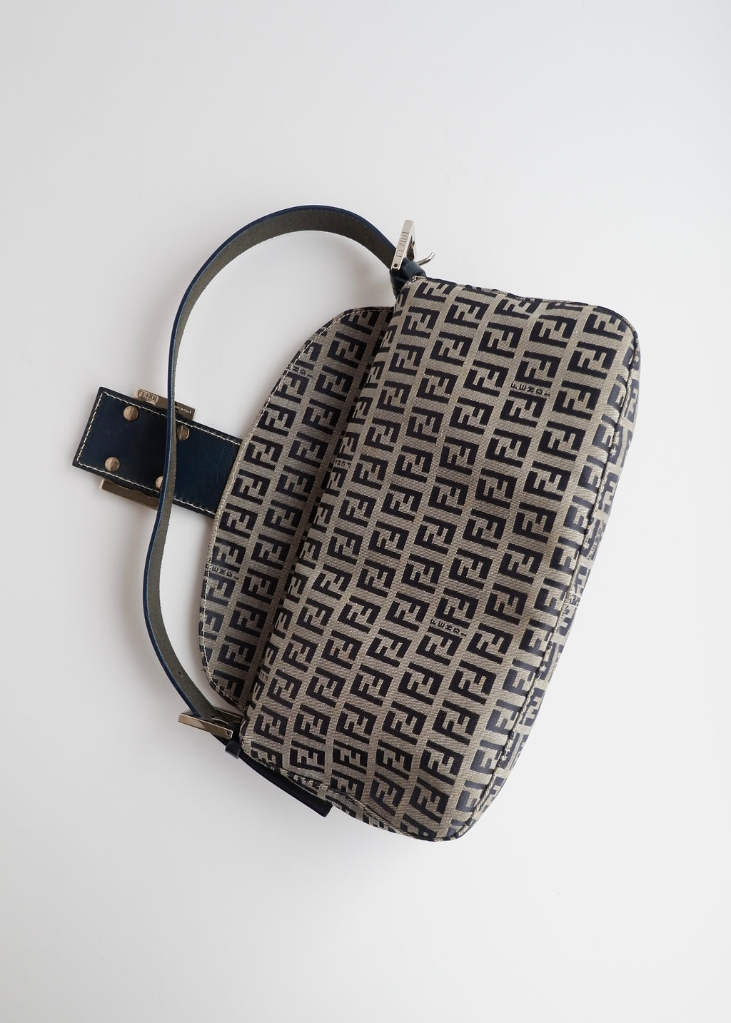 Authentic Preowned Fendi Navy Zucchino Baguette Shoulder