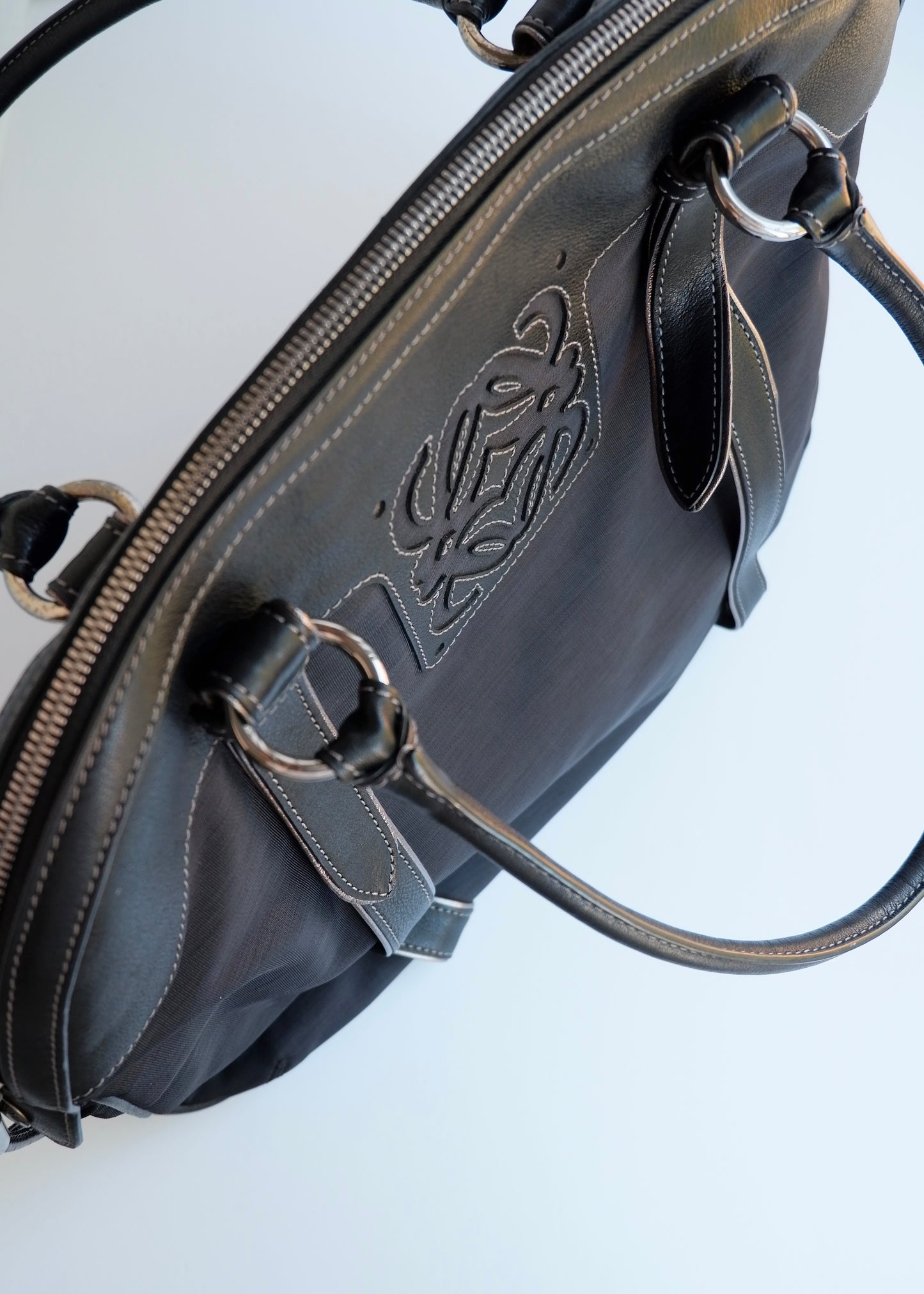 Authentic Preowned Loewe Navy/Black Nylon/Leather Shoulder Tote