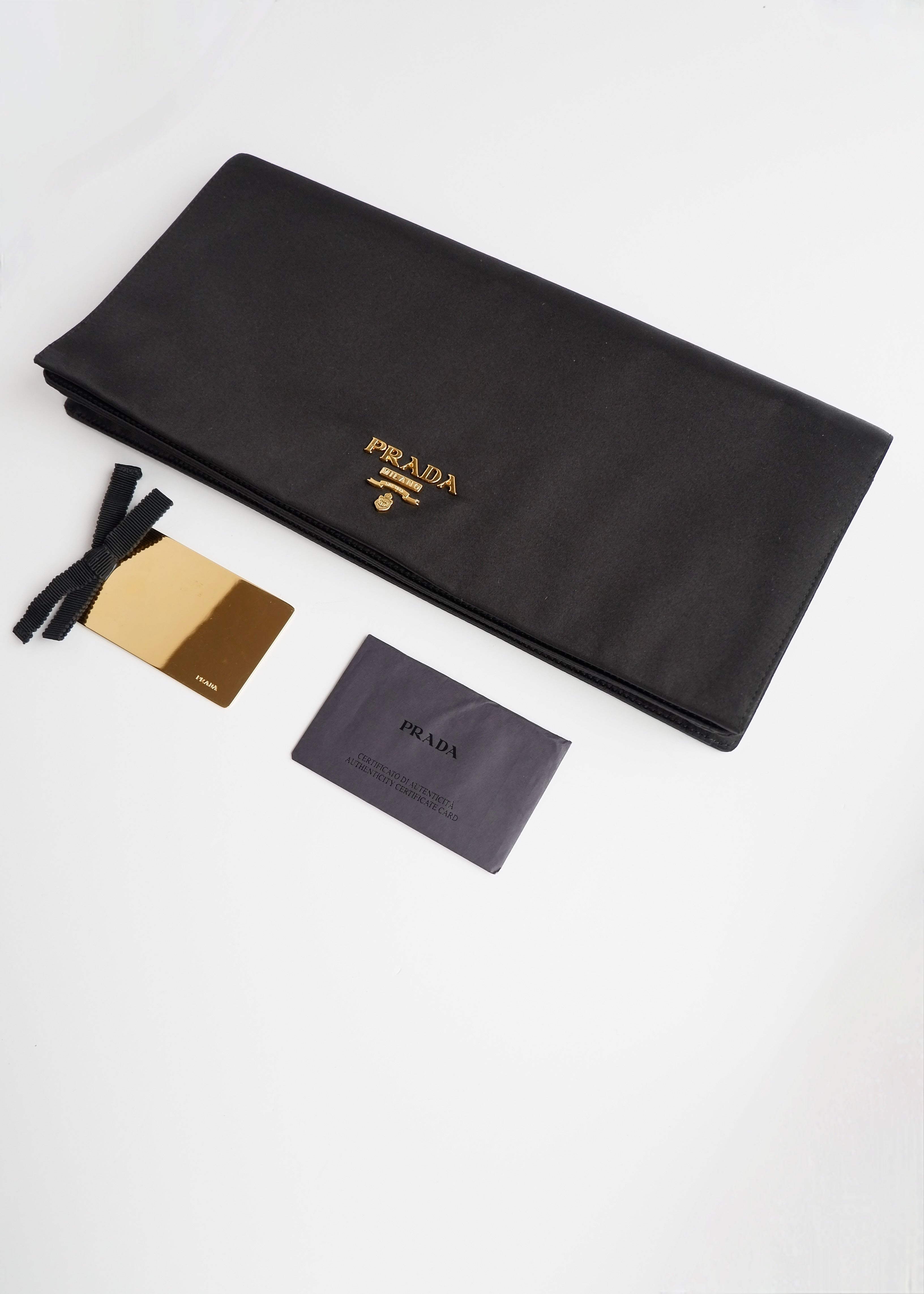 Authentic Preowned Prada Black Satin Clutch