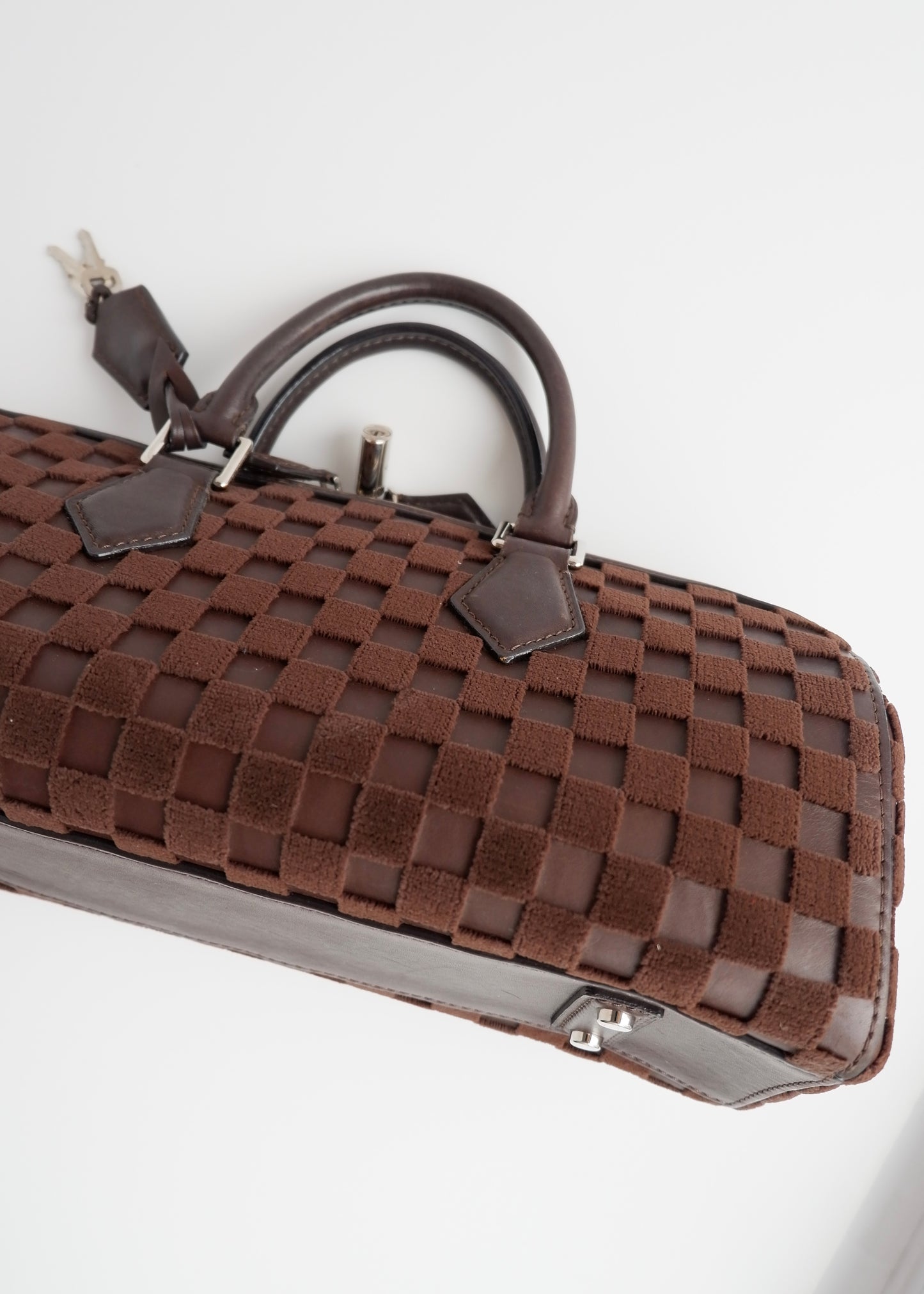 Authentic Preowned Louis Vuitton Damier Cubic Speedy East West Leather Brown Special Edition (Spring 2013) Hand Bag