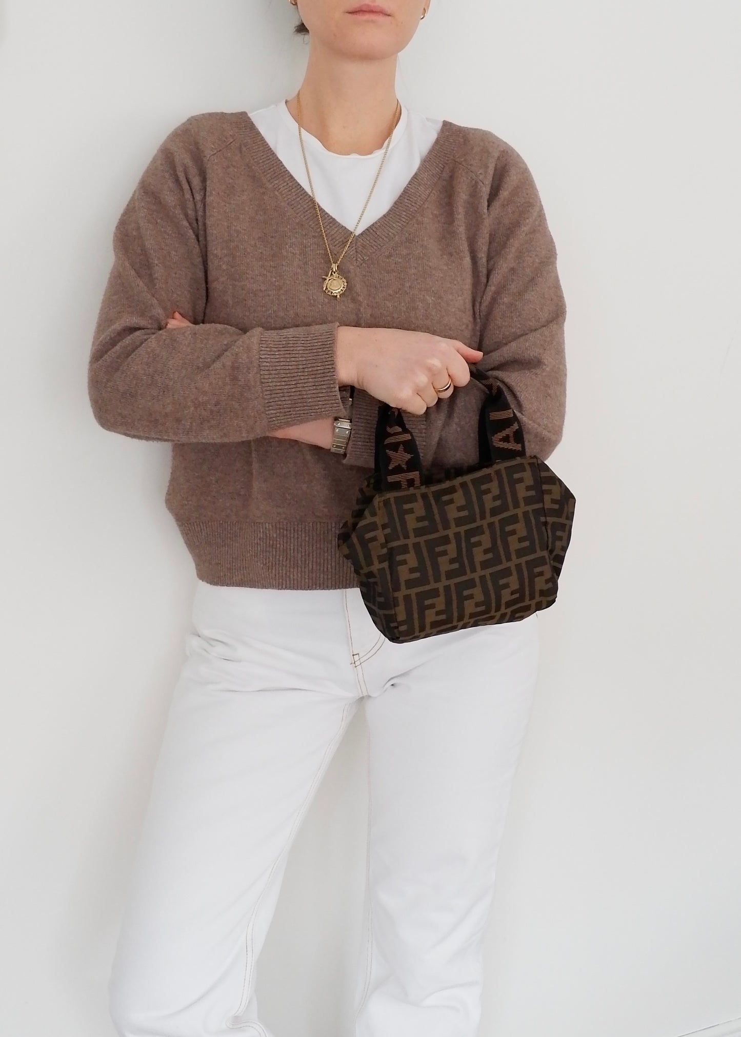 Authentic Preowned Vintage Fendi Brown Zucca Micro Handbag