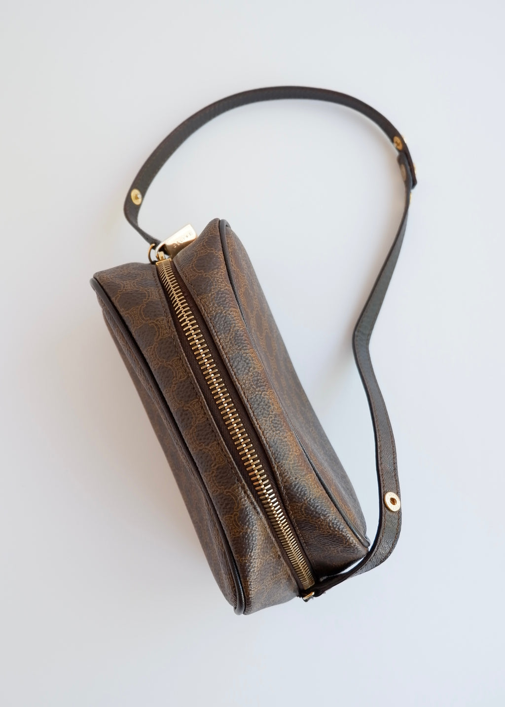 Authentic Preowned Vintage Celine Brown Coated Canvas Macadam Micro Shoulder Bag