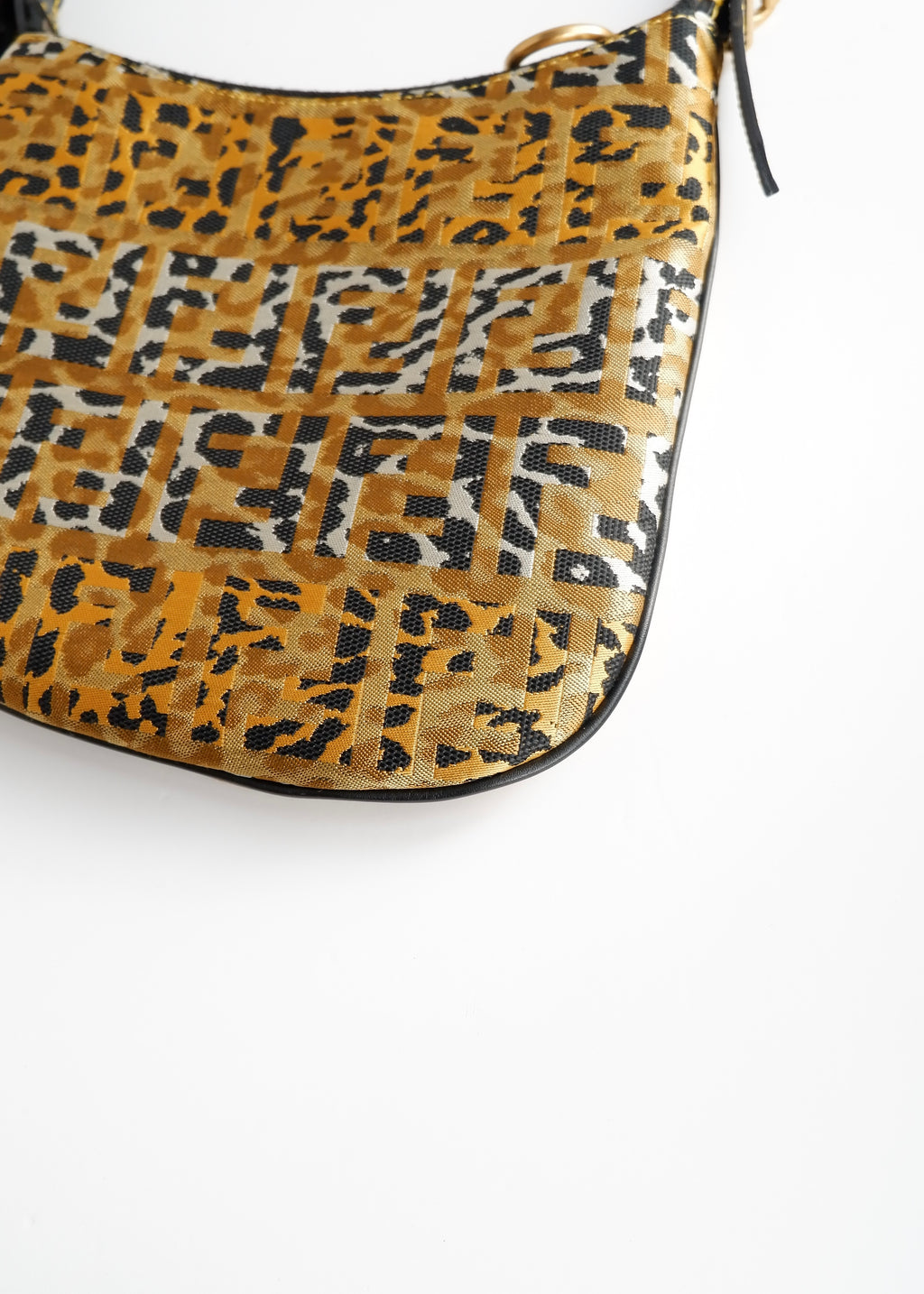 Sac Fendi authentique d'occasion, imprimé animal noir Zucca Oyster