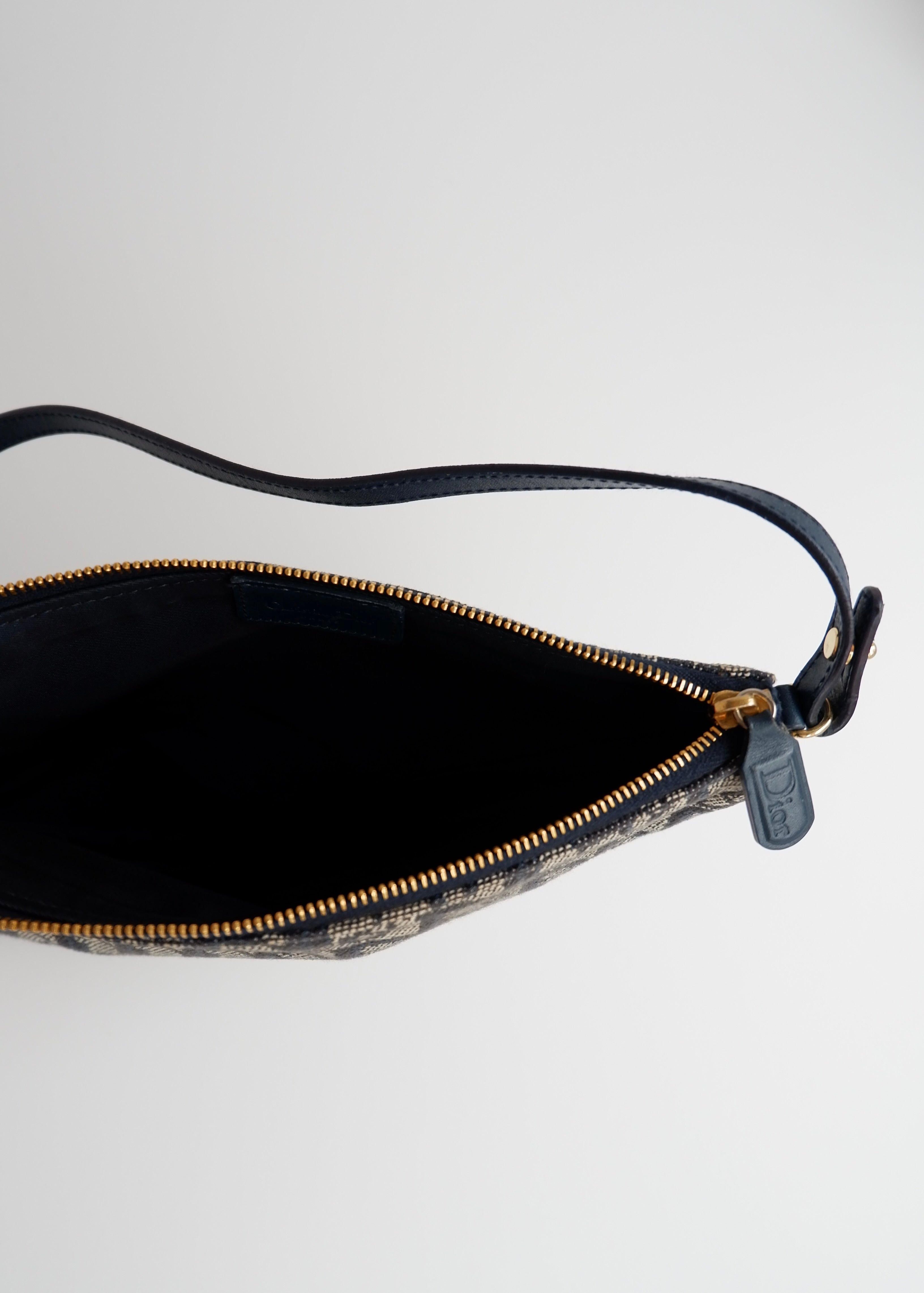 Authentic Preowned Vintage Dior Navy Oblique Canvas Saddle Bag