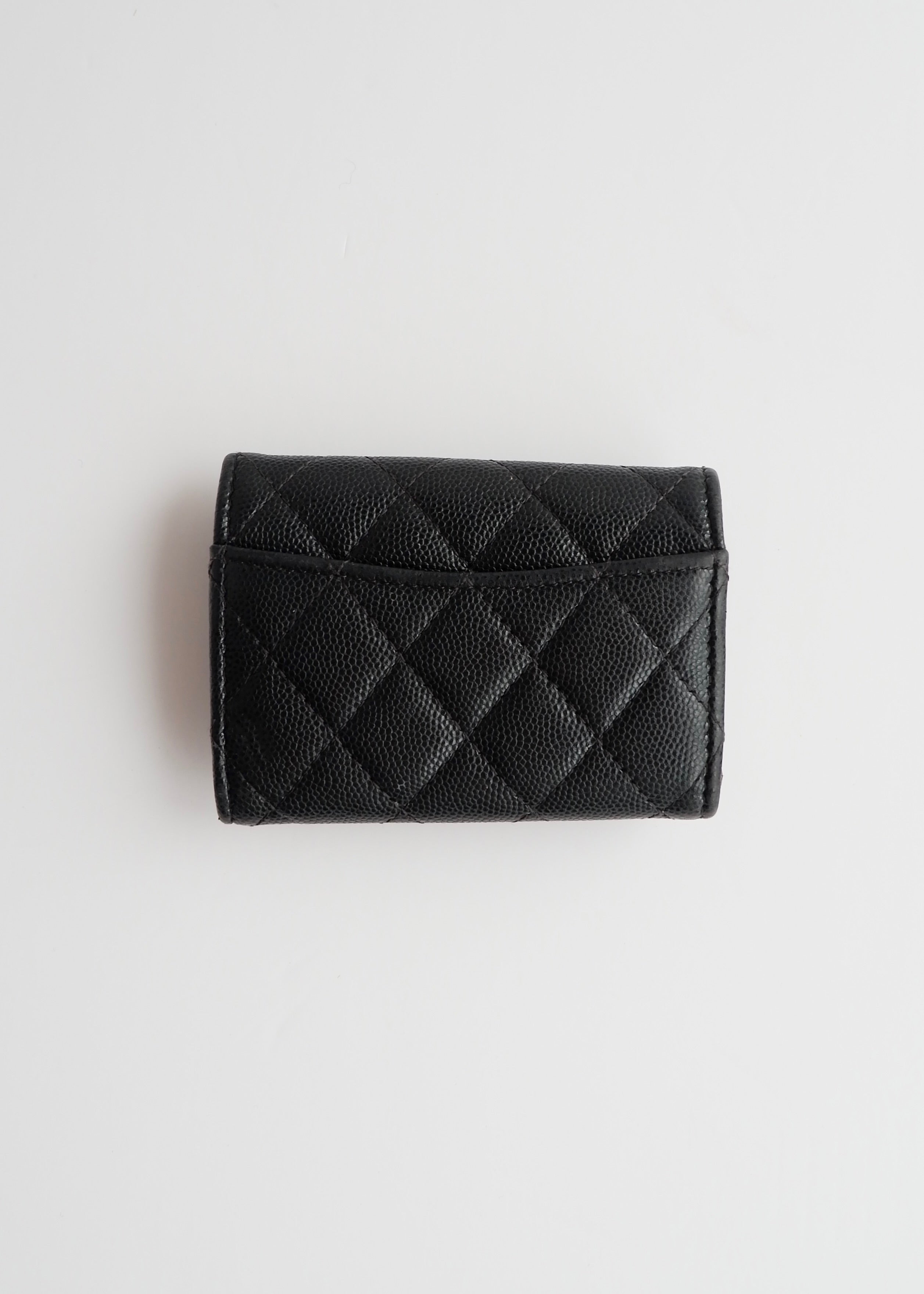 Authentic Preowned Chanel Black Caviar Leather Key Case/ Card Holder