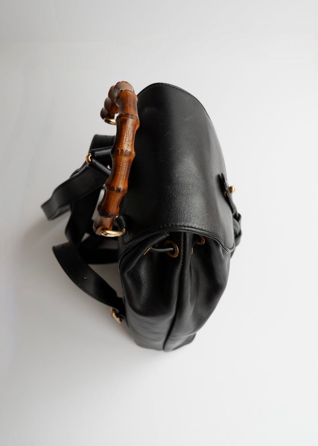 Preowned Gucci Black Leather Bamboo Micro Backpack