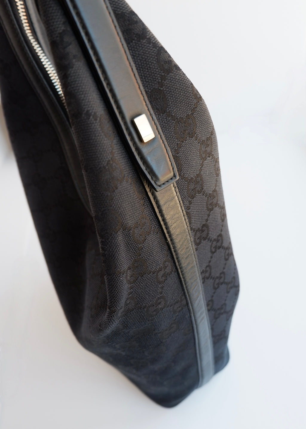 Authentic Preowned Gucci Black GG Canvas/ Leather Hobo Shoulder Bag