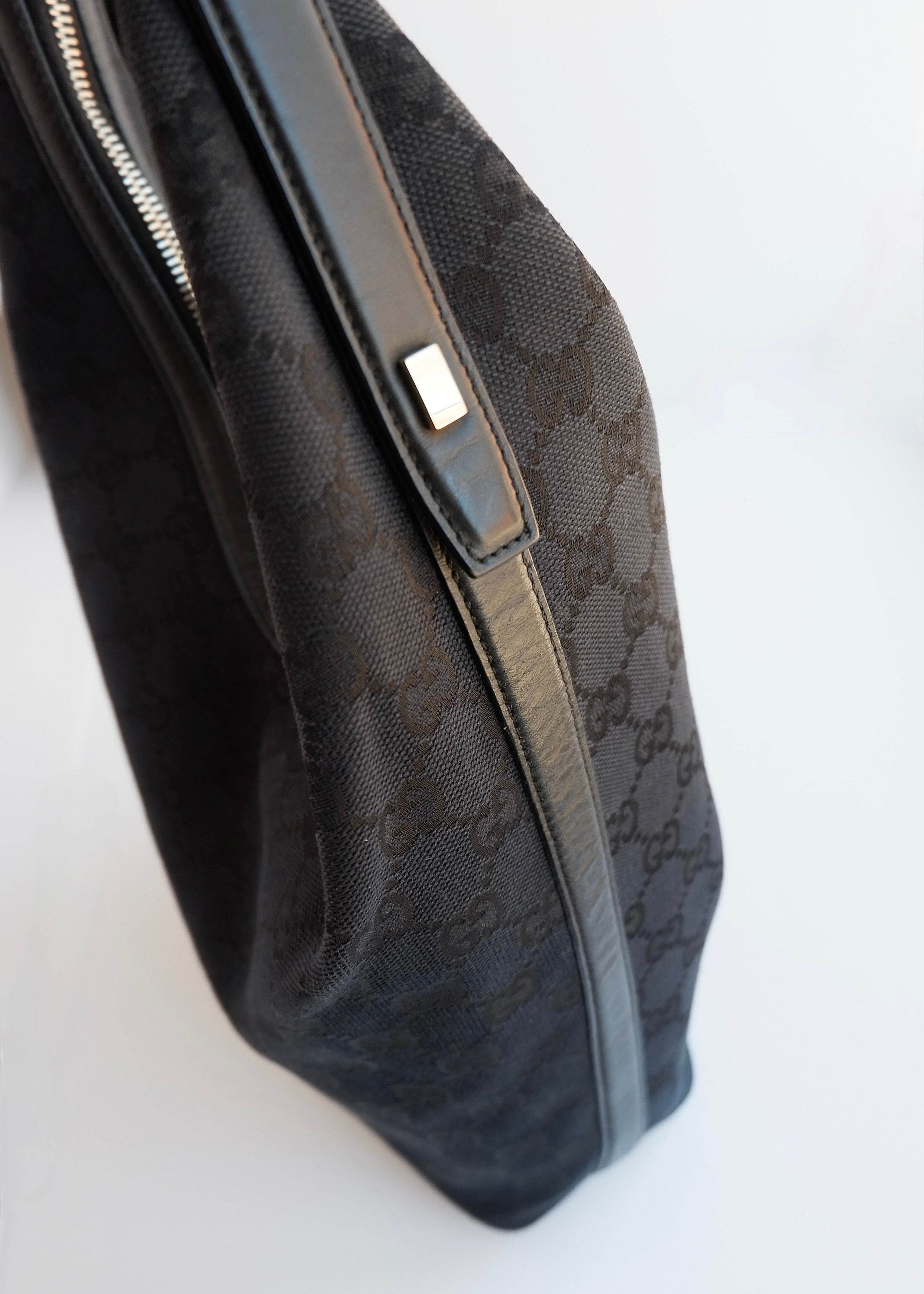 Authentic Preowned Gucci Black GG Canvas/ Leather Hobo Shoulder Bag