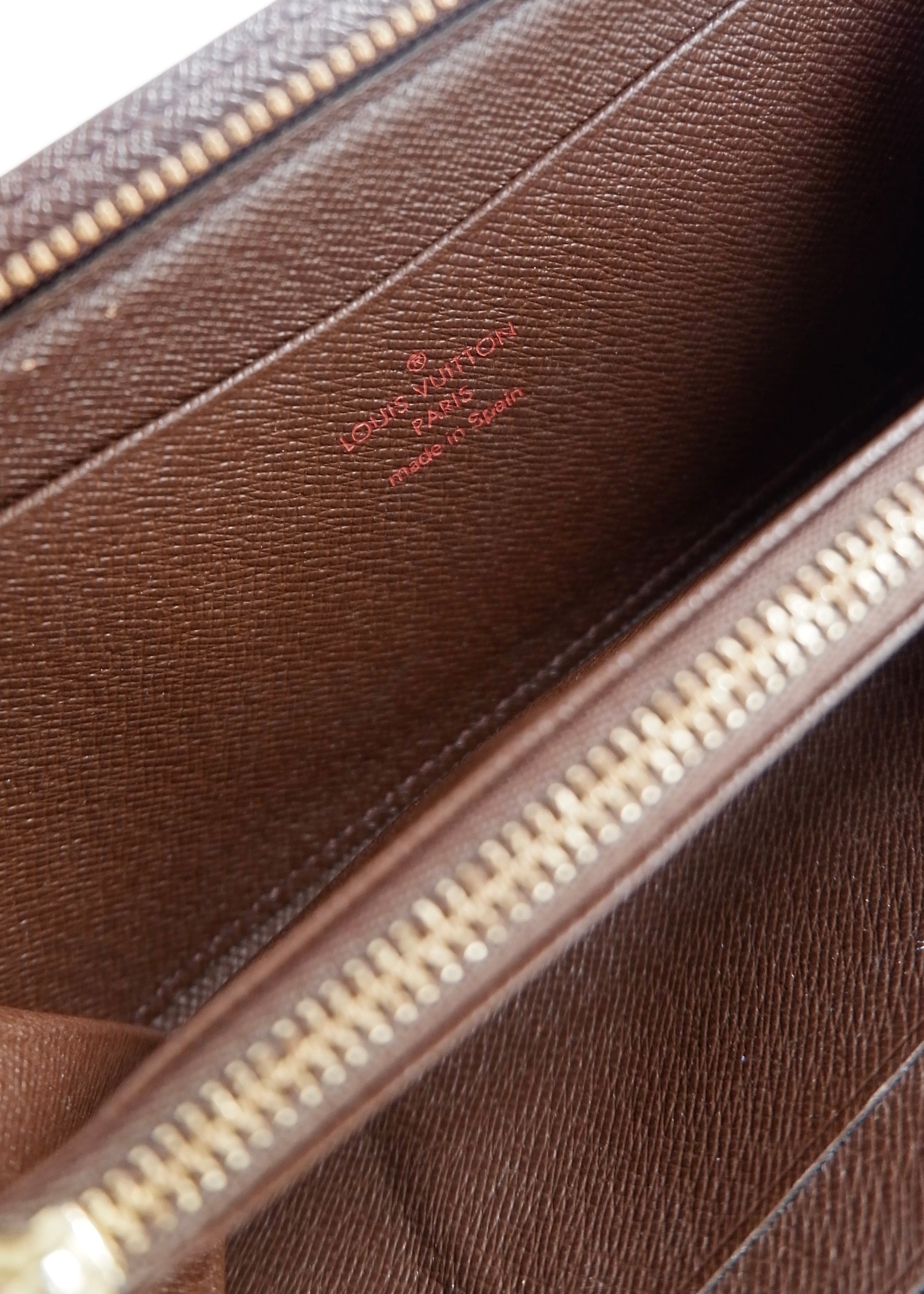 Preowned Louis Vuitton Brown Damier Ebene Long Zip Around Wallet