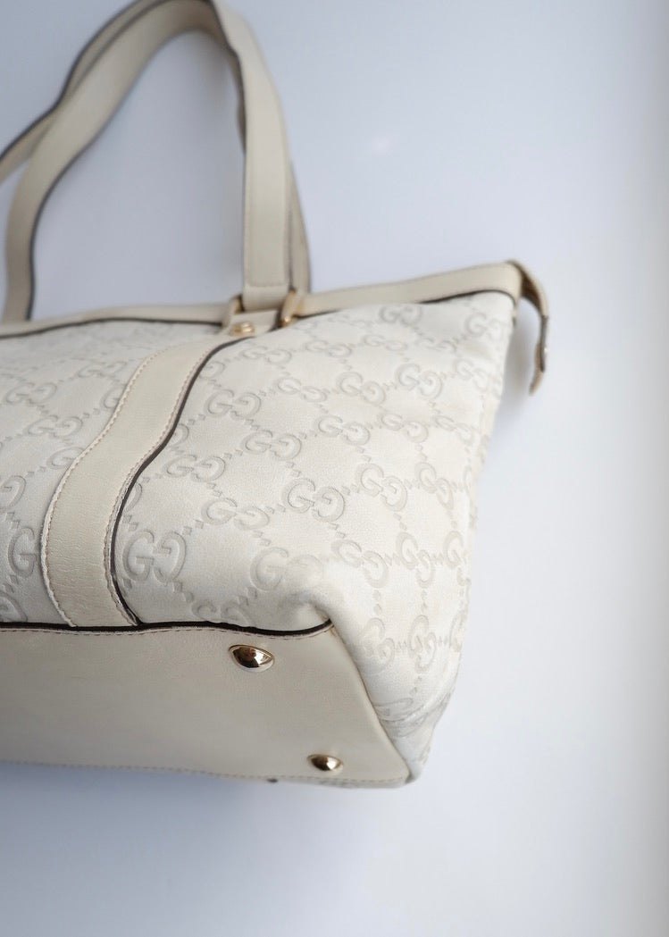 Authentic Preowned Gucci Ivory Leather GG Supreme Shoulder Bag