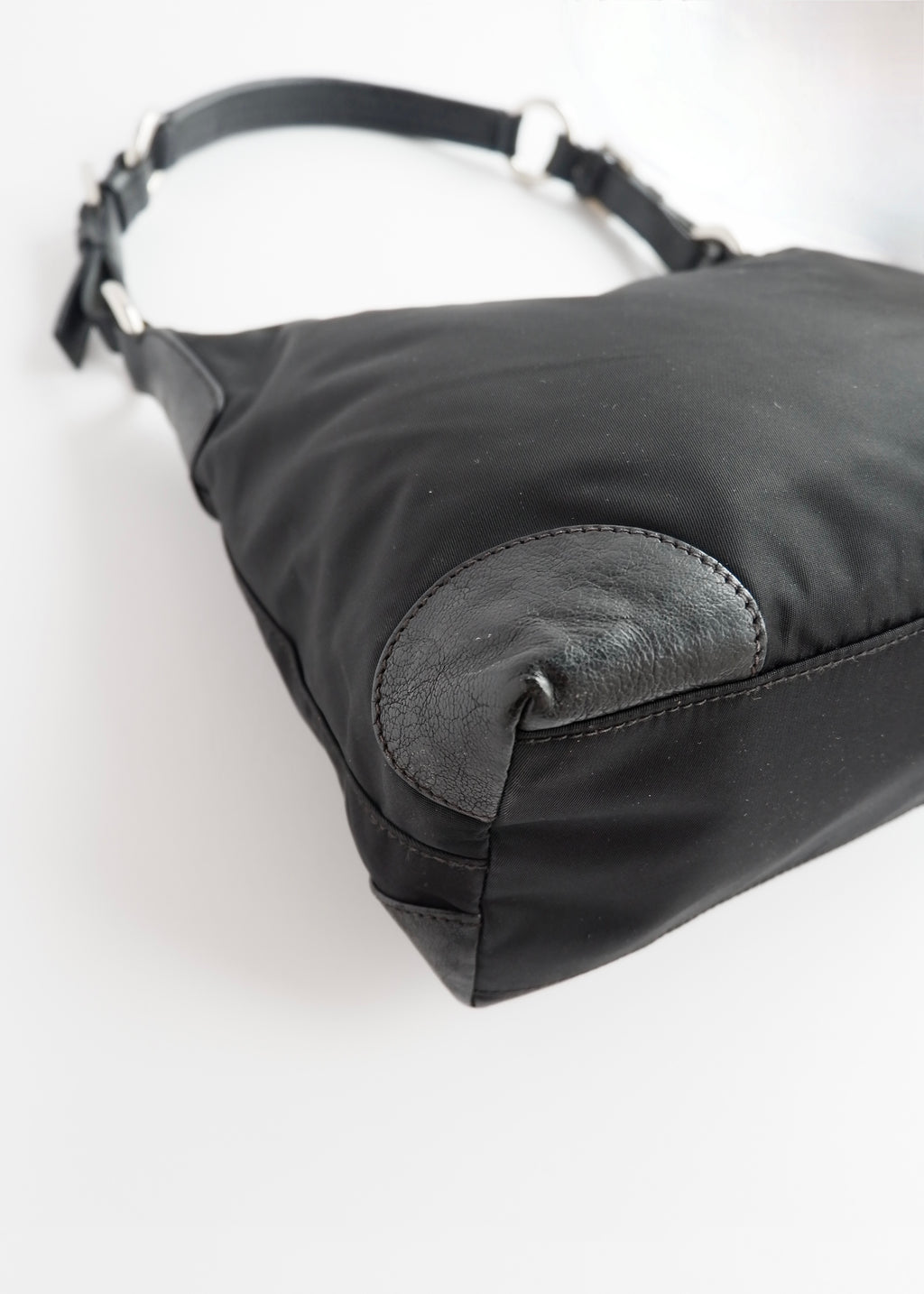 Authentic Preowned Prada Black Nylon Embroidered Hobo Shoulder Bag