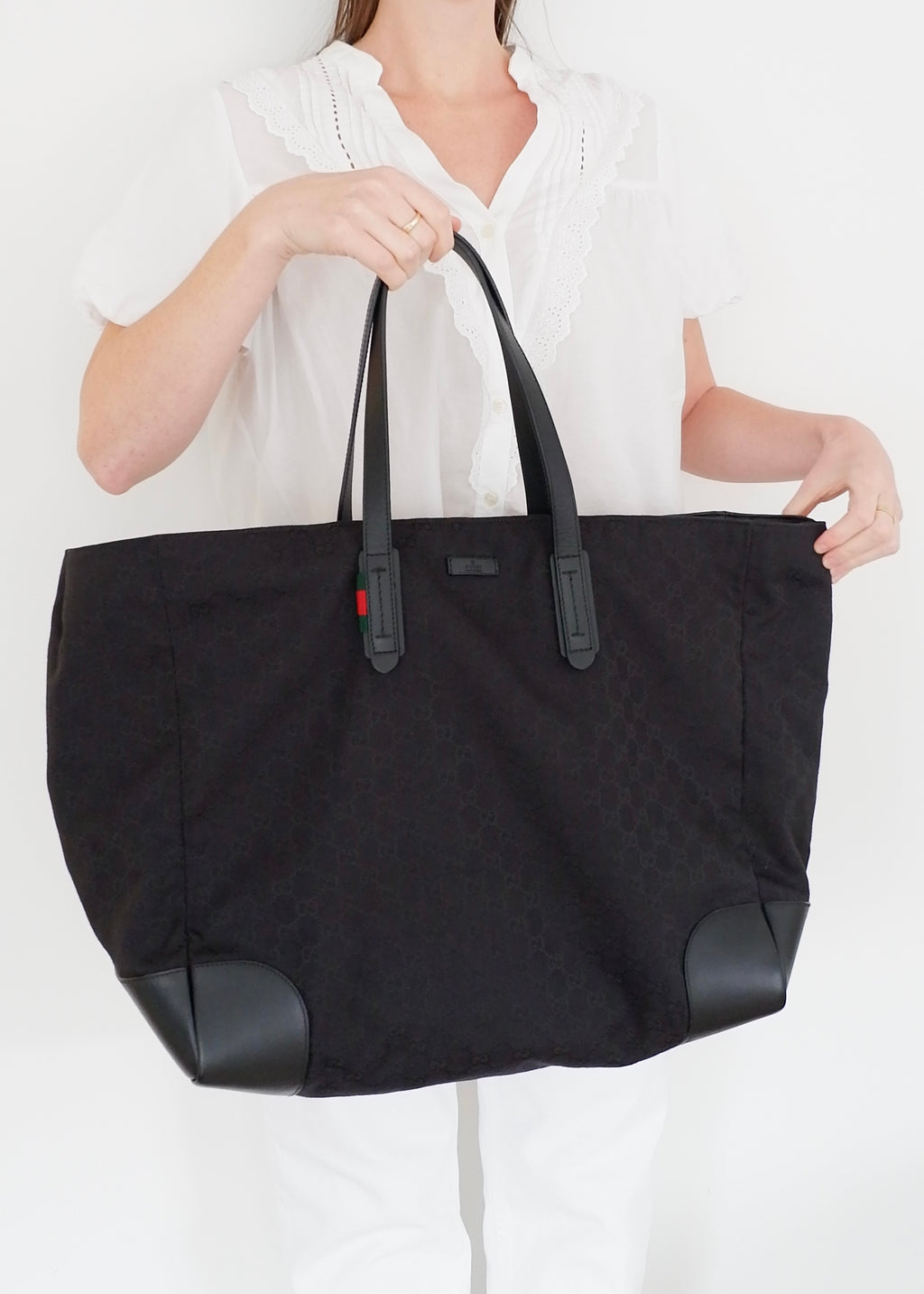Authentic Preowned Gucci Black GG Canvas Extra Large Shoulder Tote