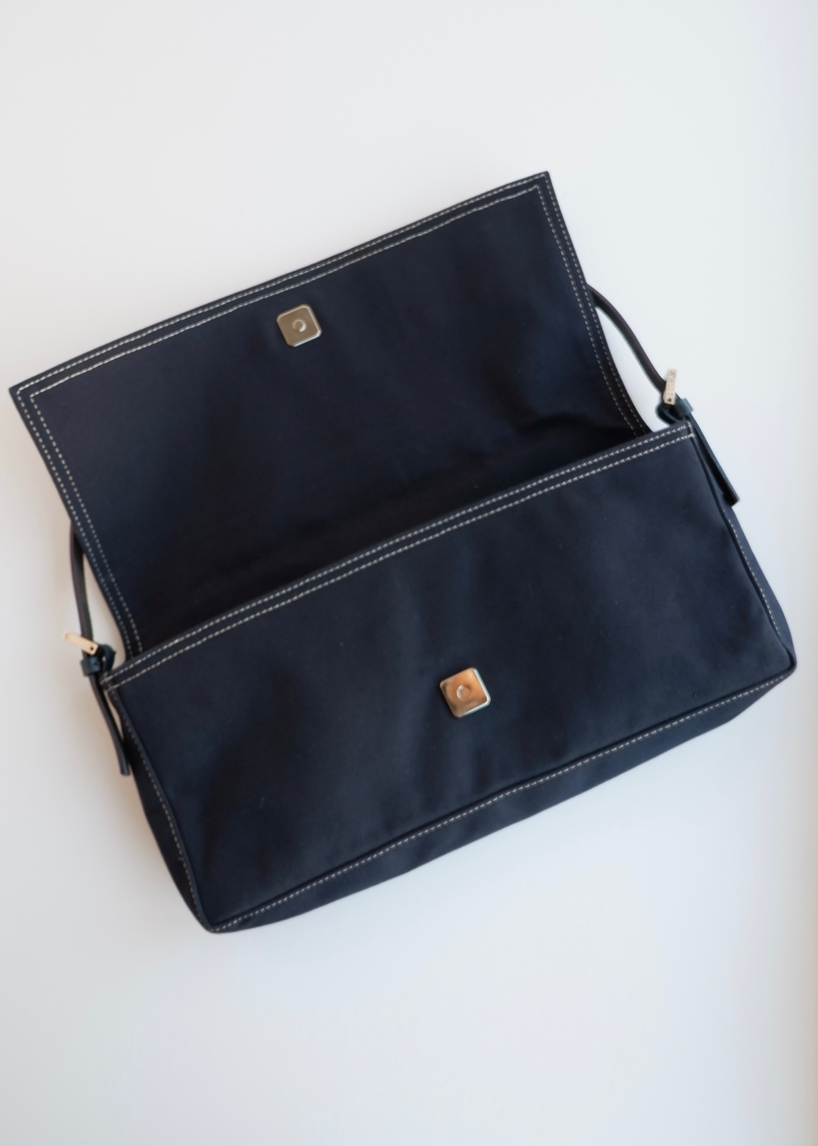Authentic Preowned Fendi Navy Blue Fabric FF Marble Shoulder Bag