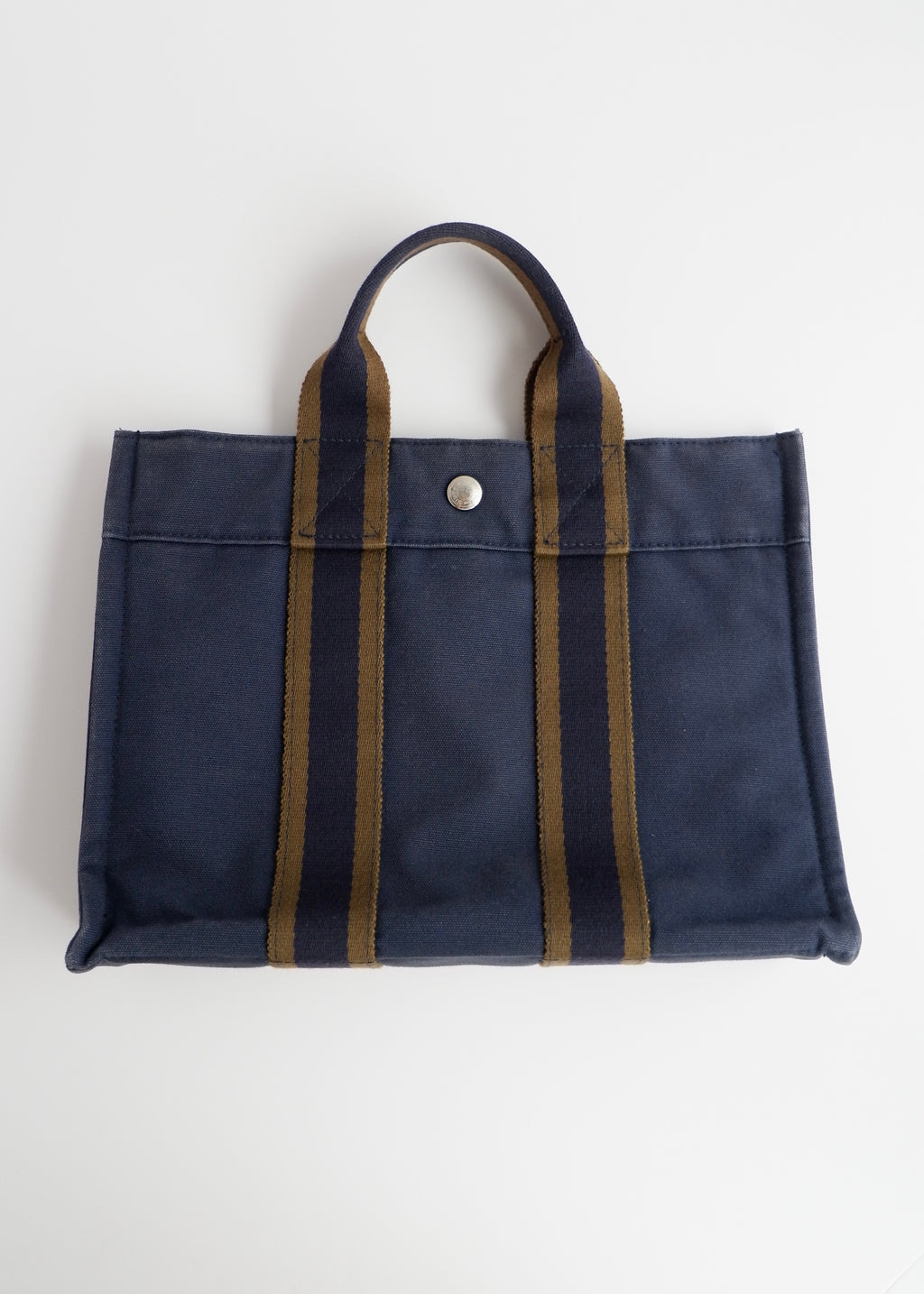 Sac cabas Hermes Fourre Tout PM toile marine authentique d'occasion