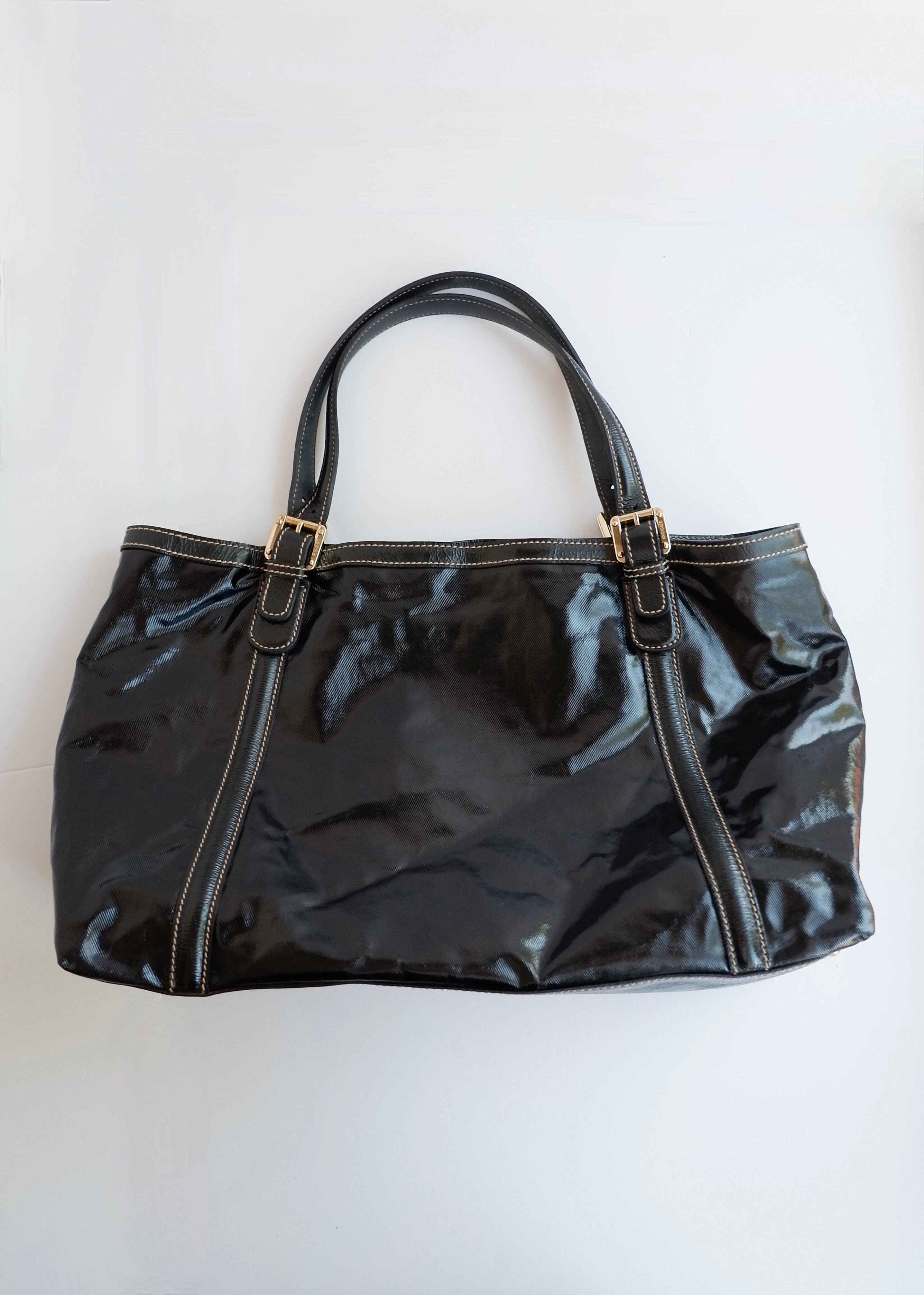 Preowned Gucci Black Dialux/ Patent Leather Britt Shoulder Tote