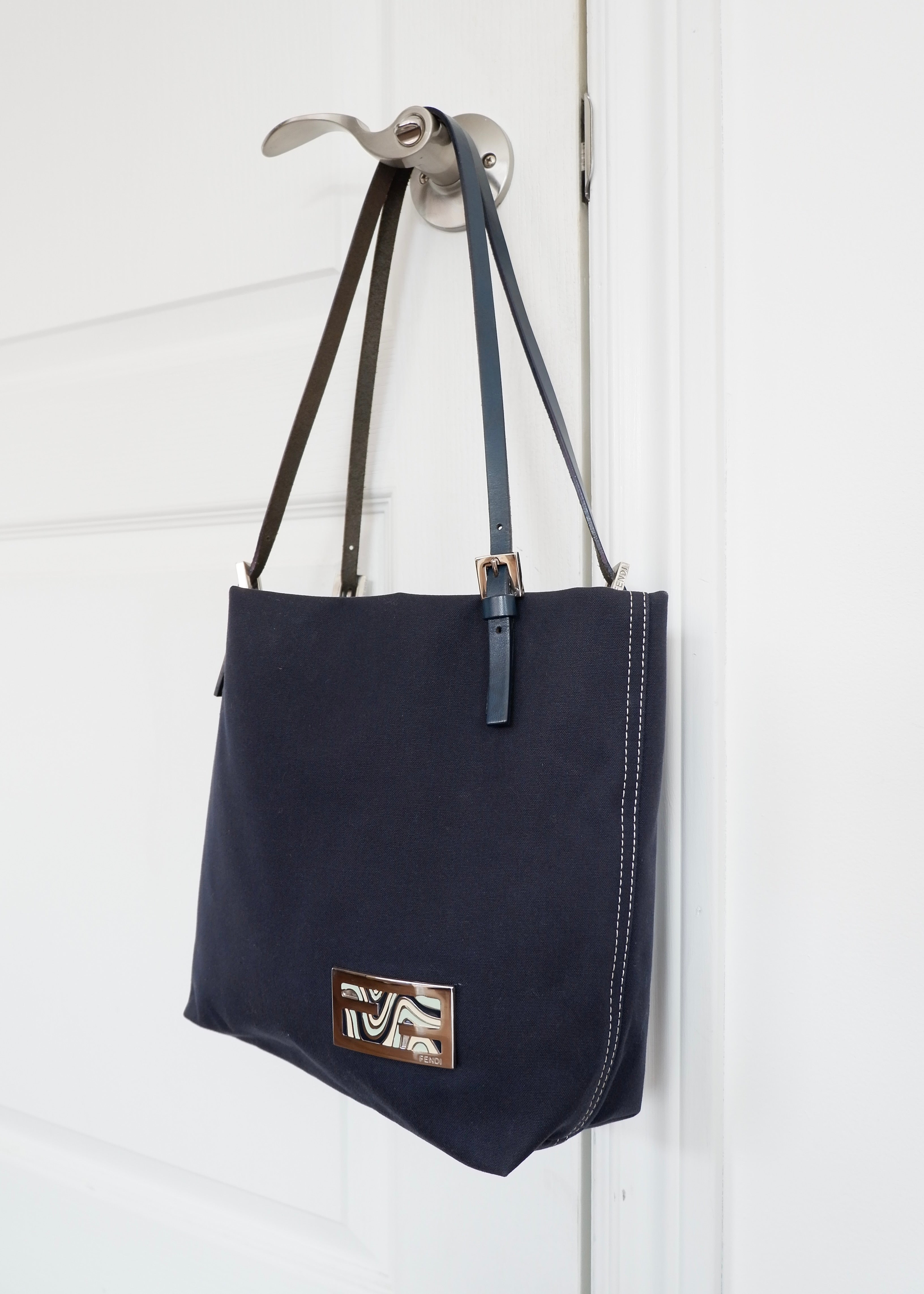 Authentic Preowned Fendi Navy Canvas FF Logo Tote Bag