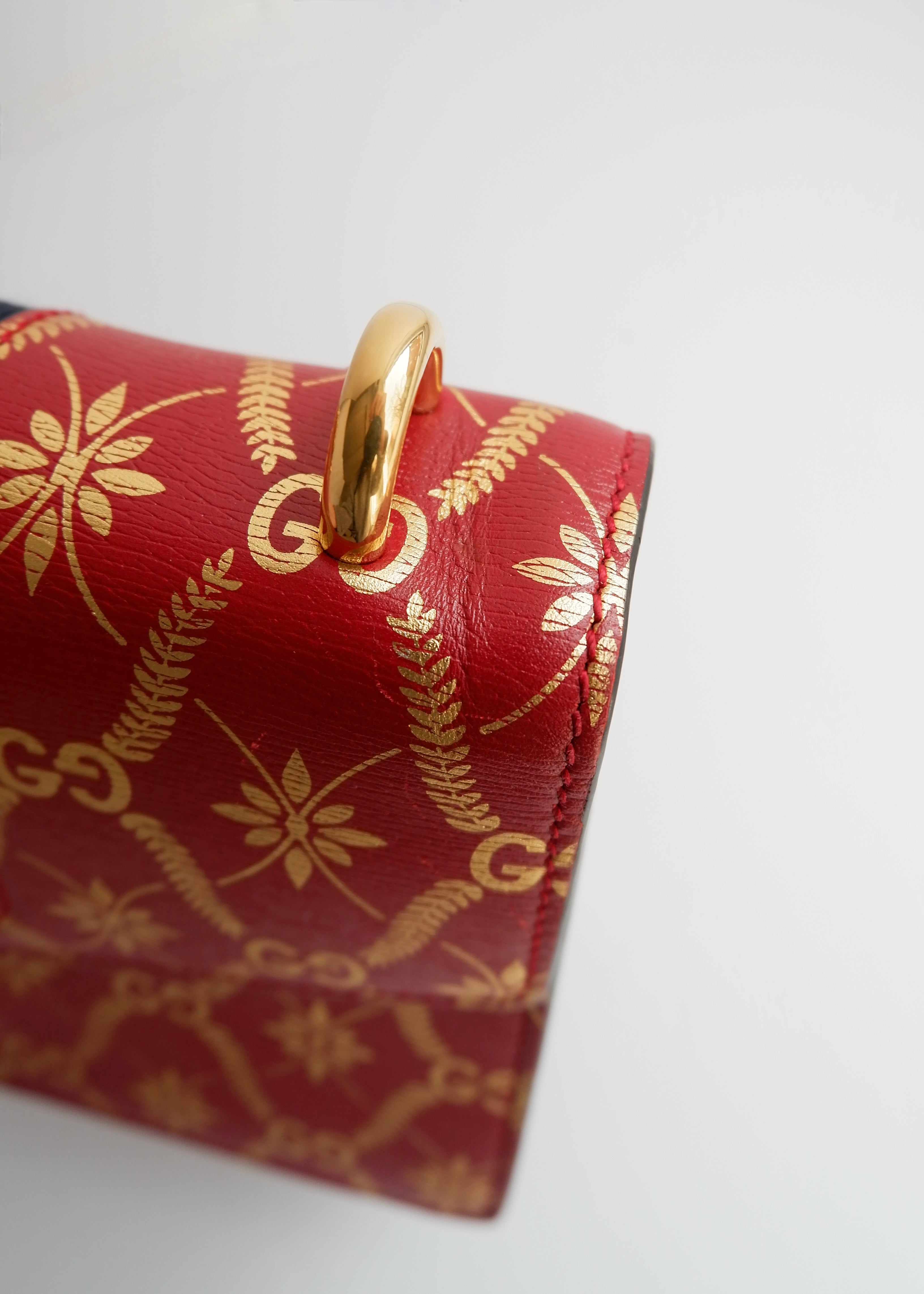 Authentic Preowned Gucci Red/Gold Leather Sylvie Bag