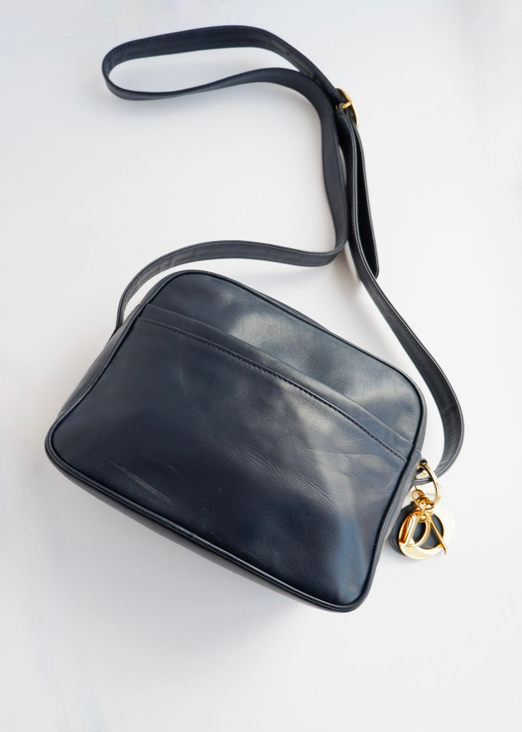 Authentic Preowned Vintage Christian Dior Navy Leather Crossbody Bag