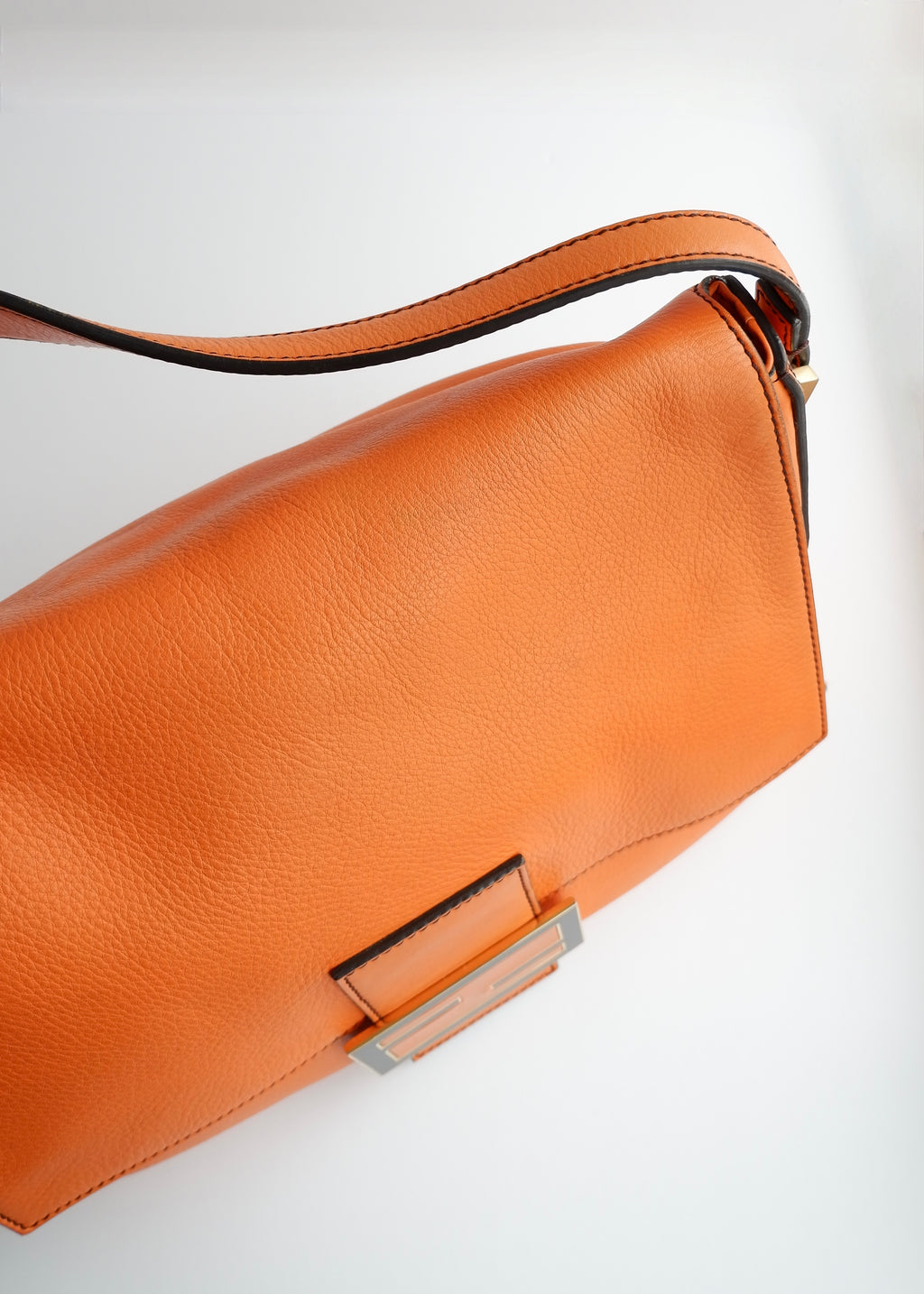 Authentic Preowned Fendi Orange Leather Mamma Baguette