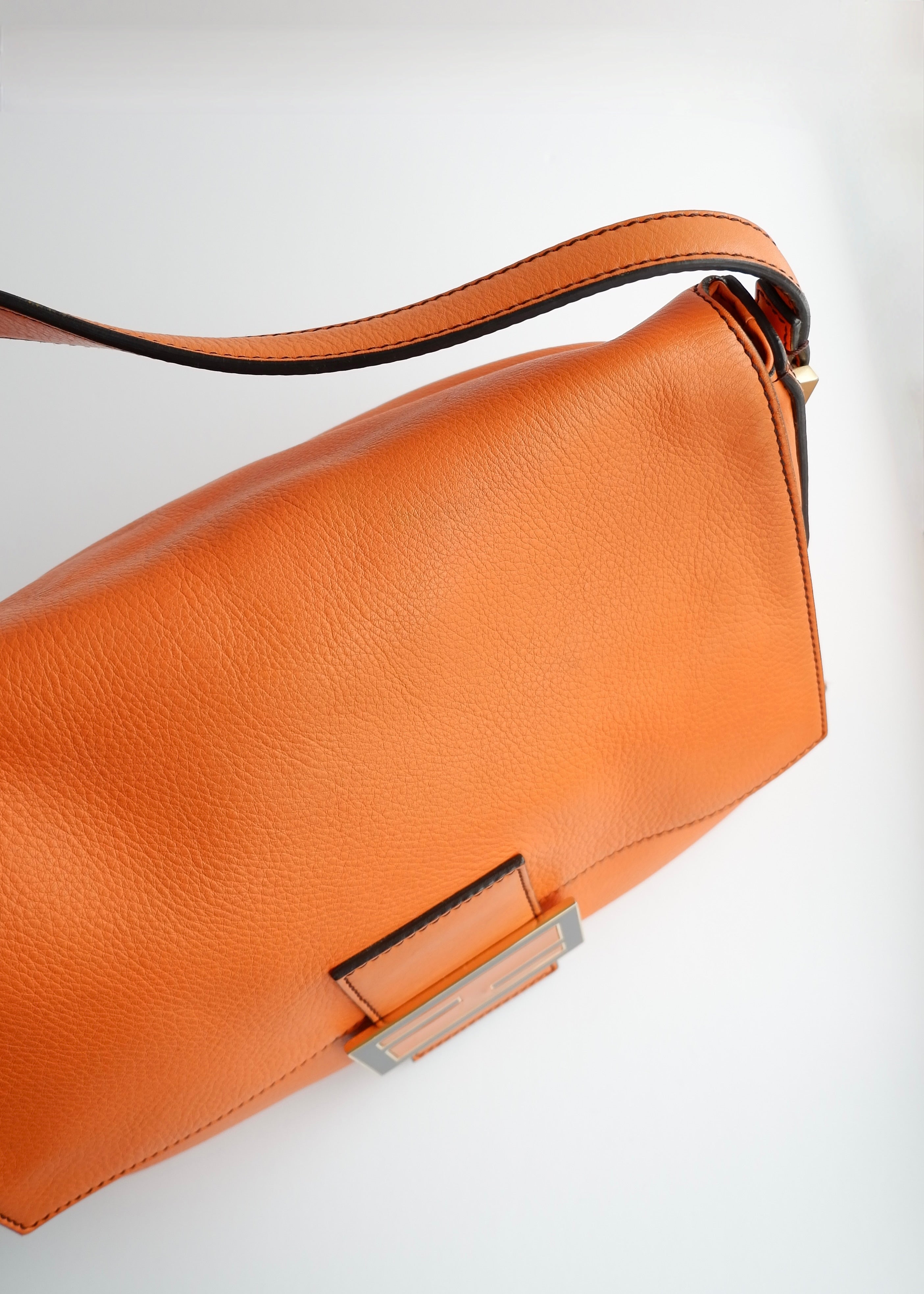 Authentic Preowned Fendi Orange Leather Mamma Baguette