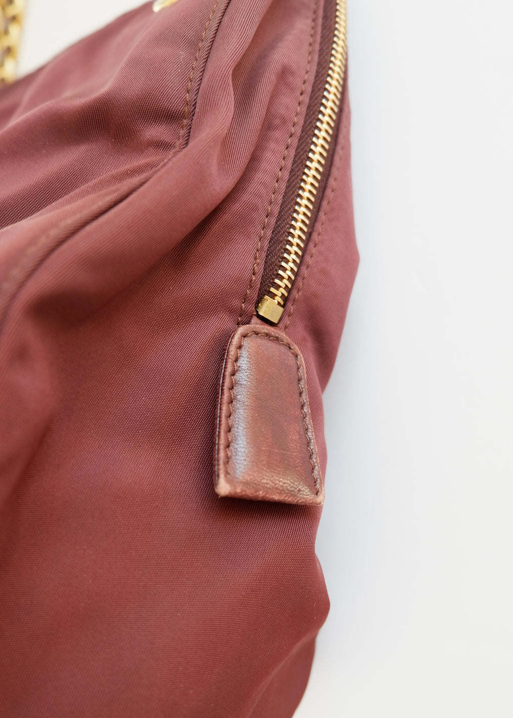 Preowned Prada Burgundy Nylon Chain Shoulder Tote