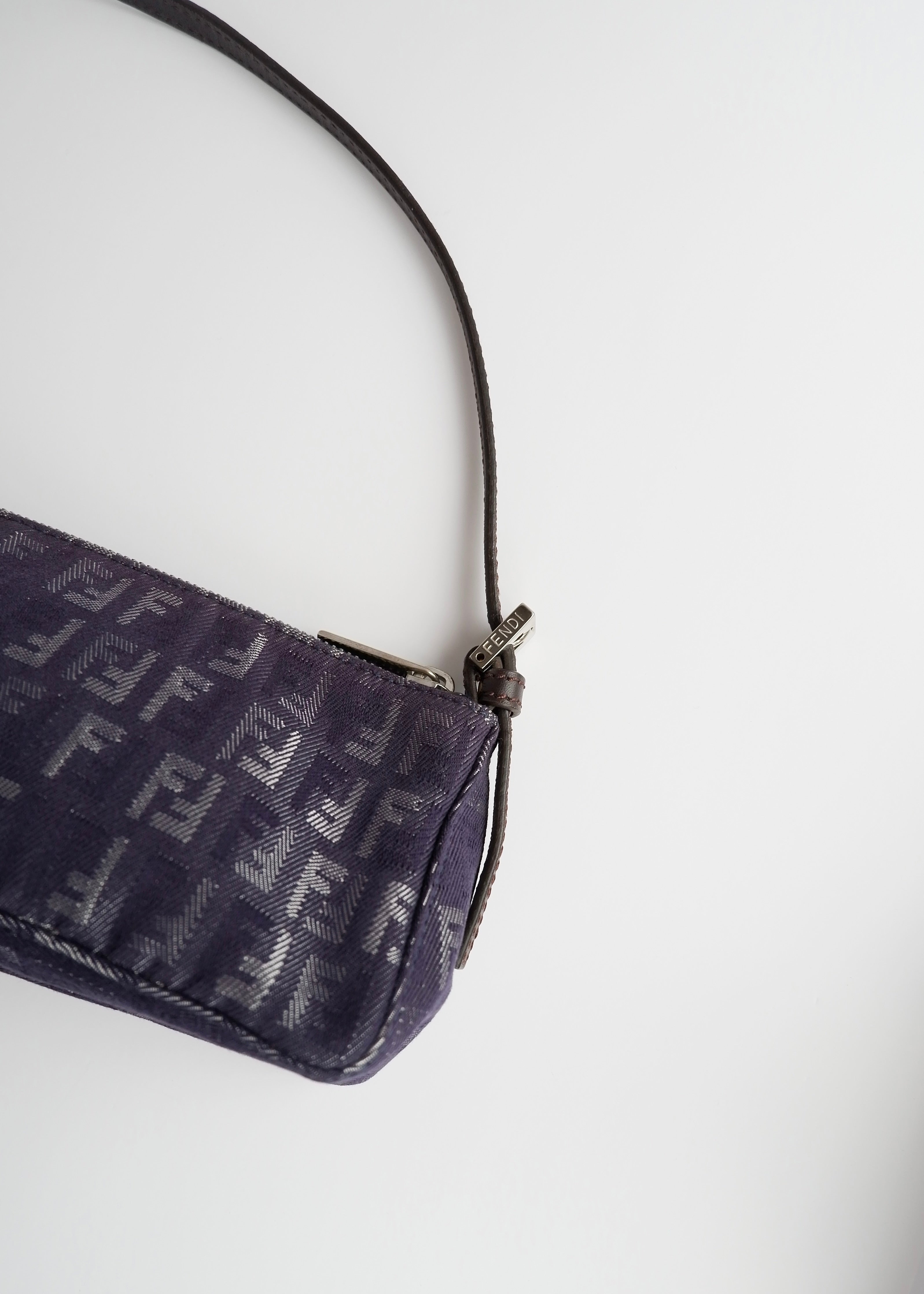 Authentic Preowned Fendi Navy FF Zucchino Small Shoulder Bag
