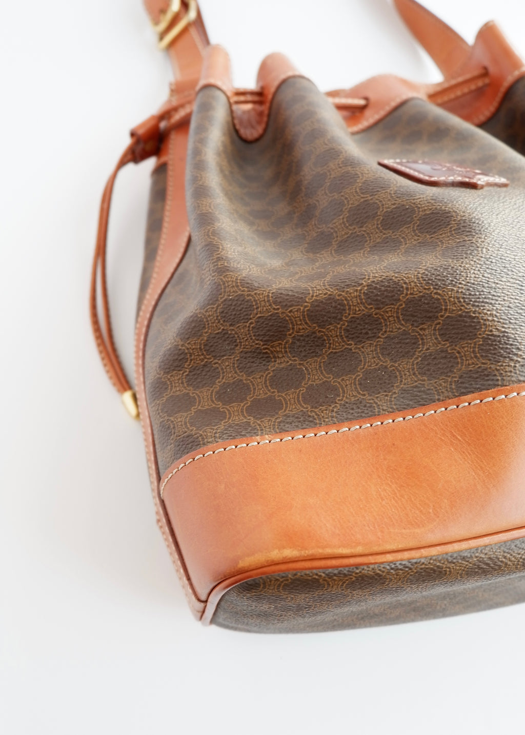 Authentic Preowned Vintage Celine Brown Macadam Bucket Crossbody Bag