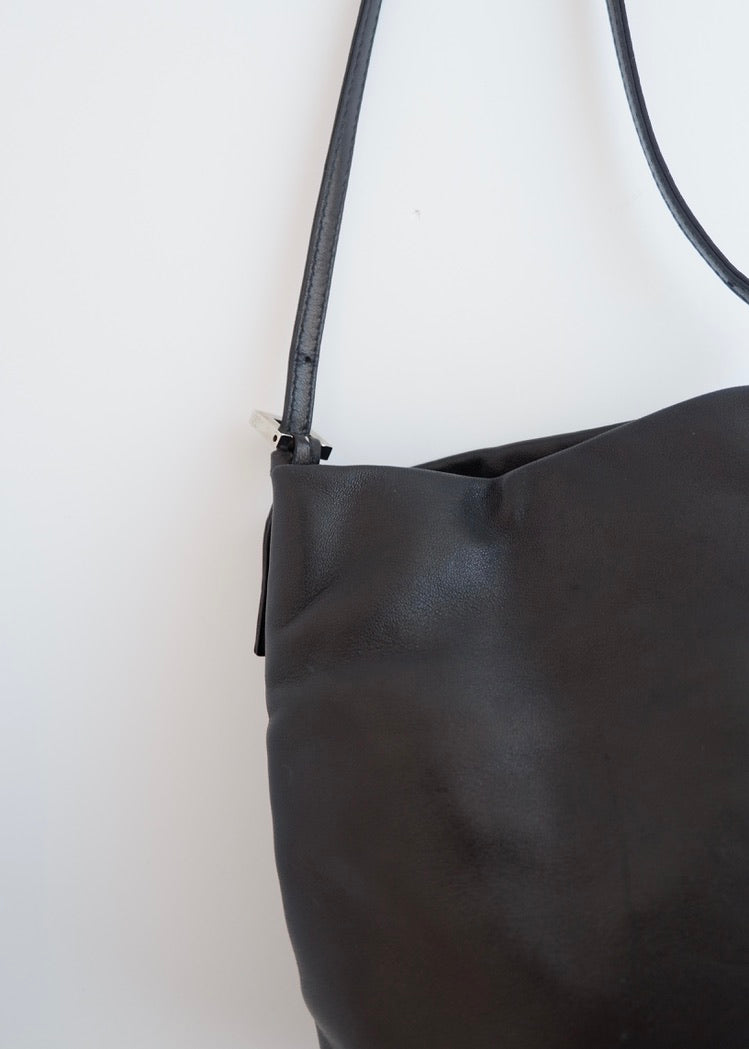 Authentic Preowned Fendi Black Leather FF Logo Bucket Shoulder Bag