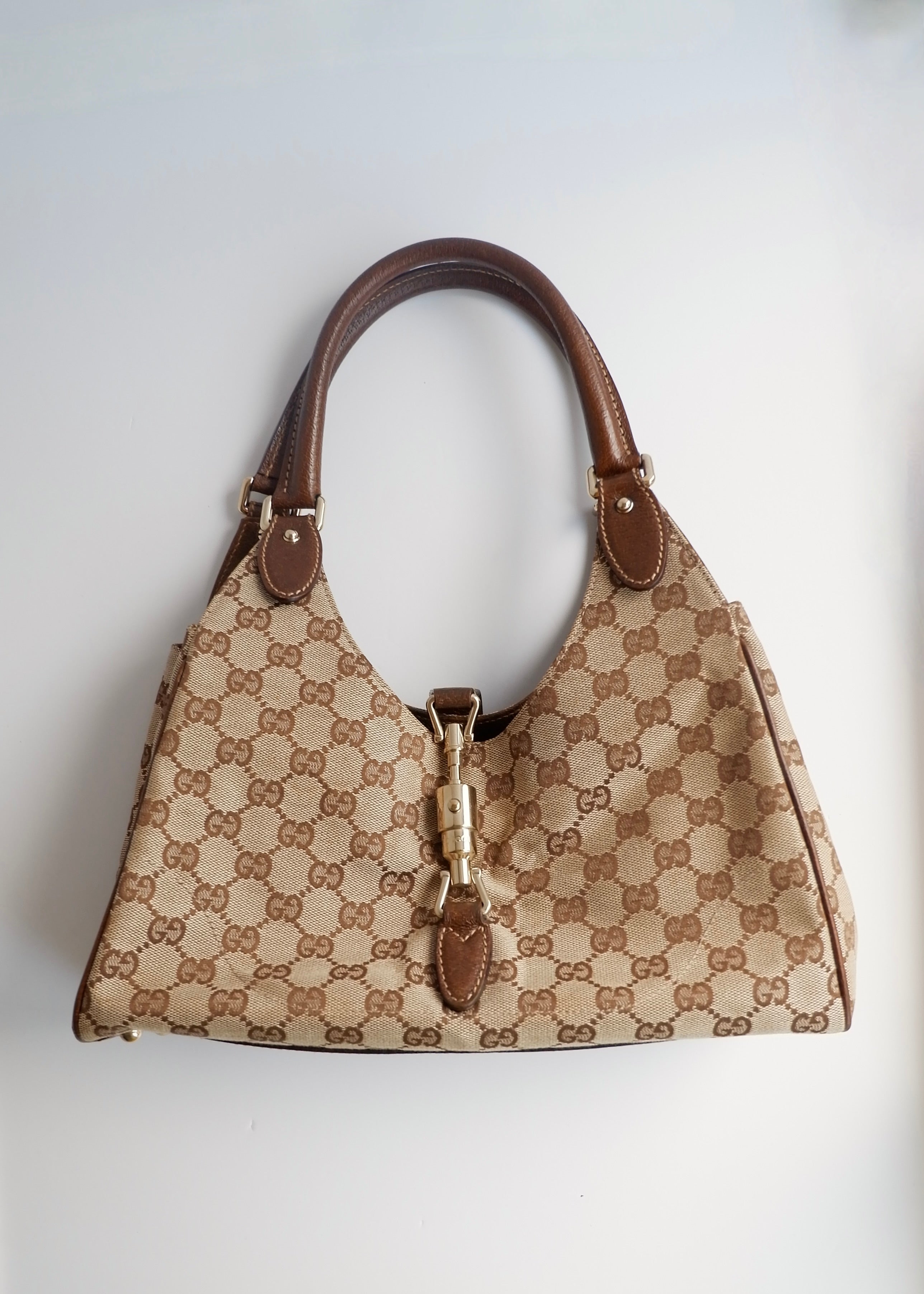 Preowned Gucci Brown GG Canvas Bardot Shoulder Bag