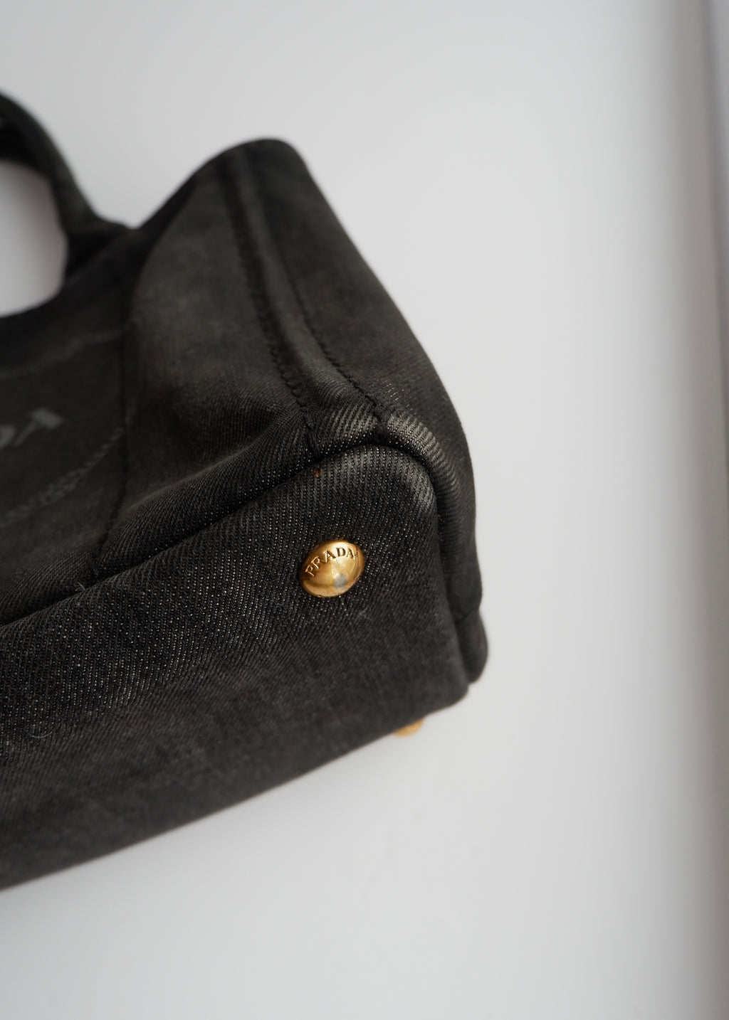 Authentic Preowned Prada Black Denim Canapa Tote w/ Strap