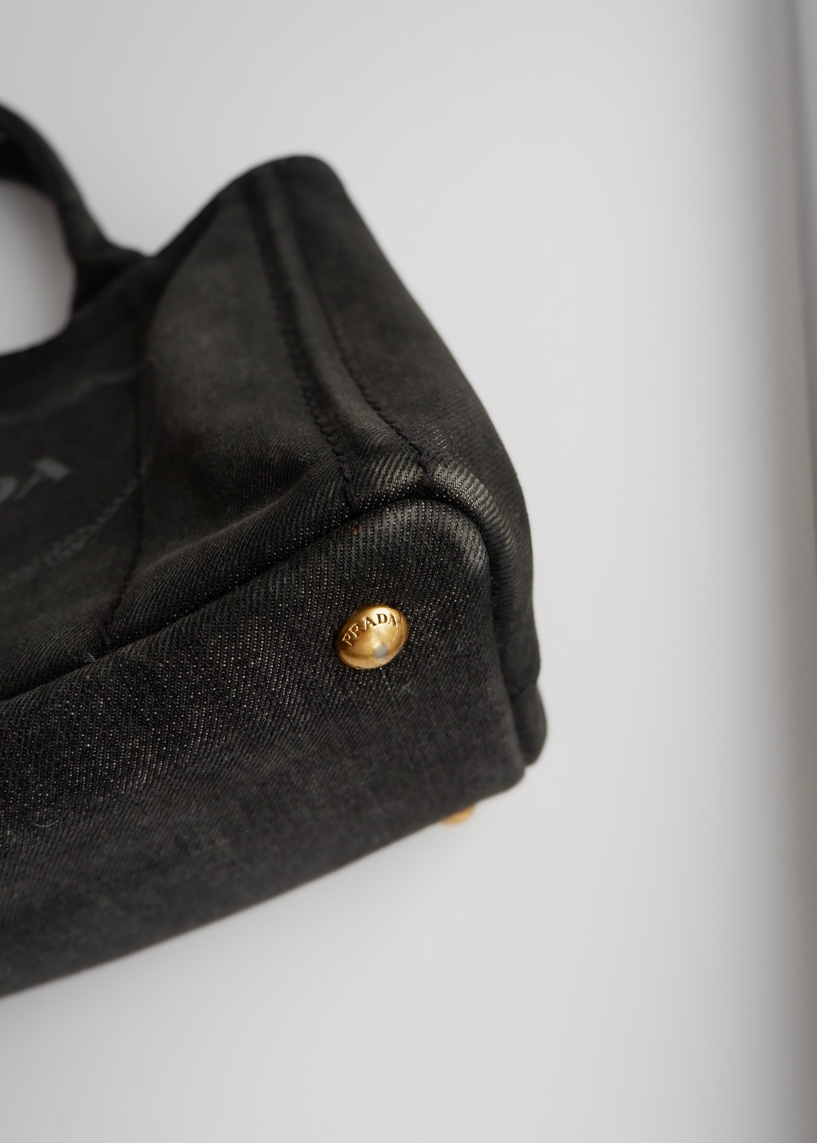 Authentic Preowned Prada Black Denim Canapa Tote w/ Strap