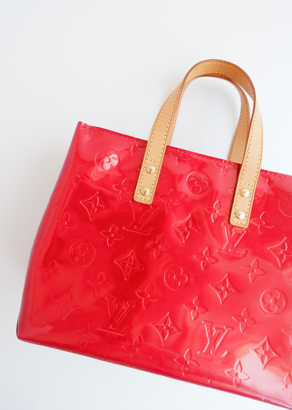 Authentic Preowned Louis Vuitton Red Monogram Vernis Reade Handbag