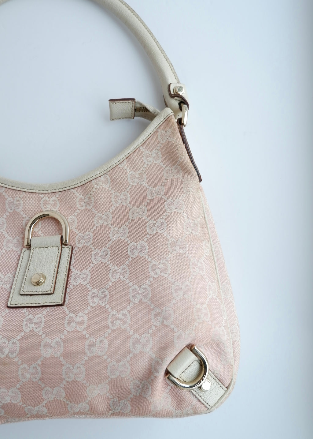 Authentic Preowned Gucci Pink/White GG Canvas Shoulder Bag